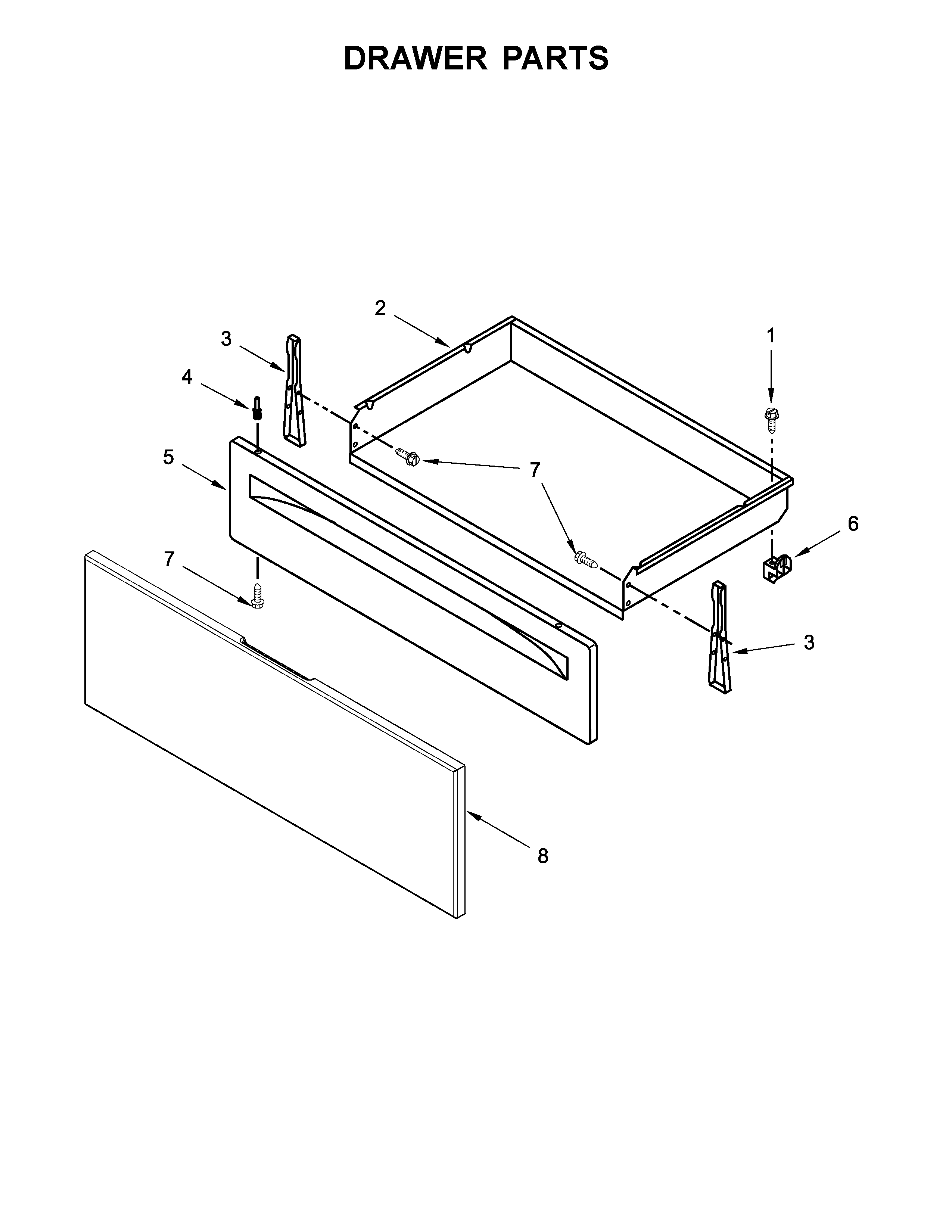Whirlpool WFE320M0EB1 drawer parts diagram