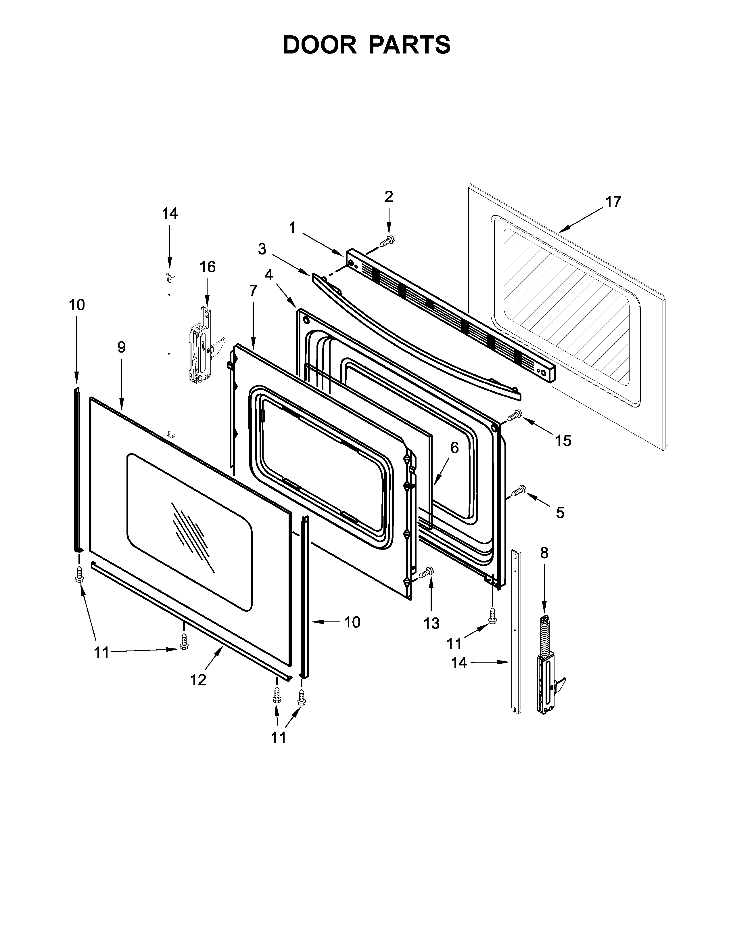Whirlpool WFE320M0EB1 door parts diagram