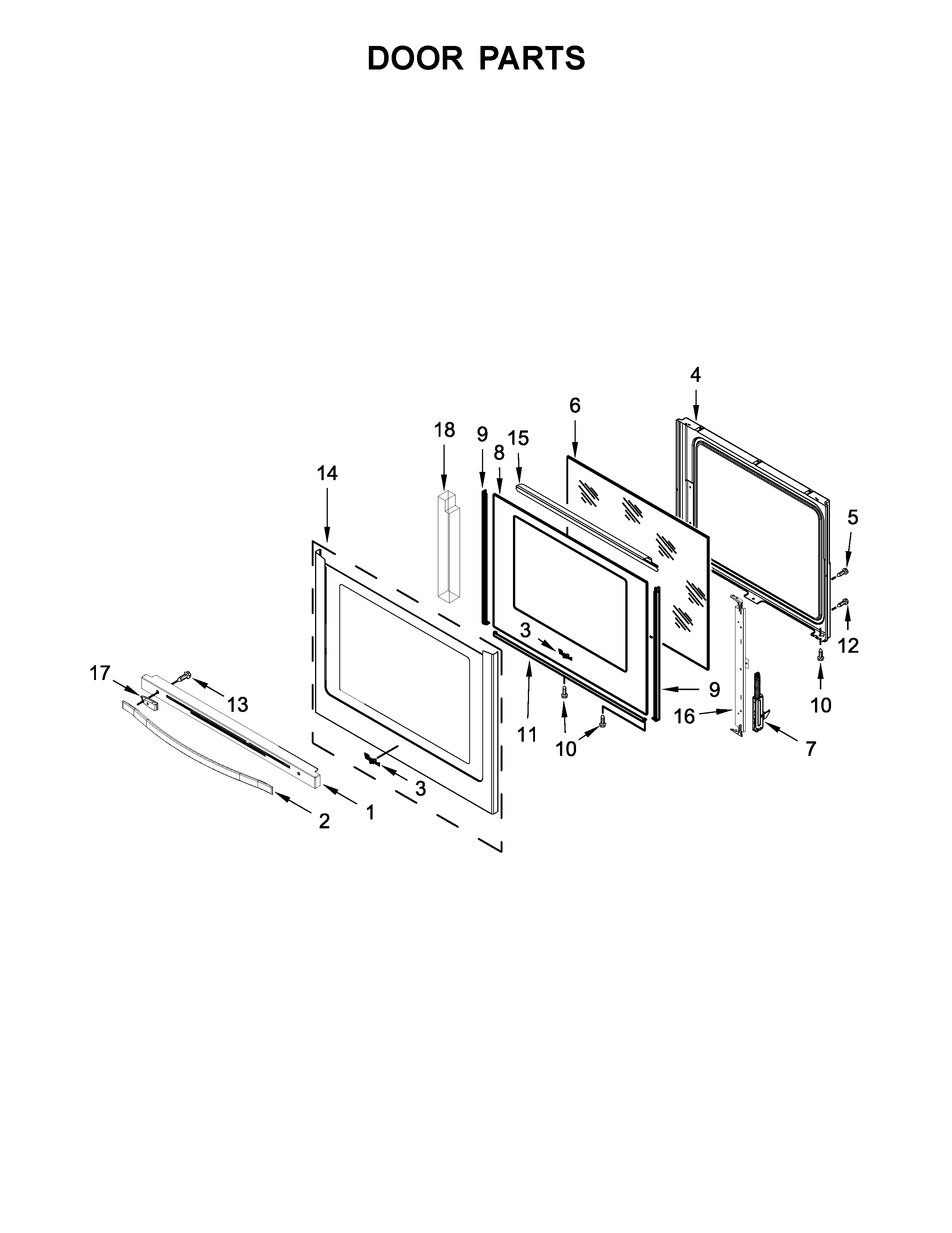 Whirlpool WEE745H0FS1 door parts diagram