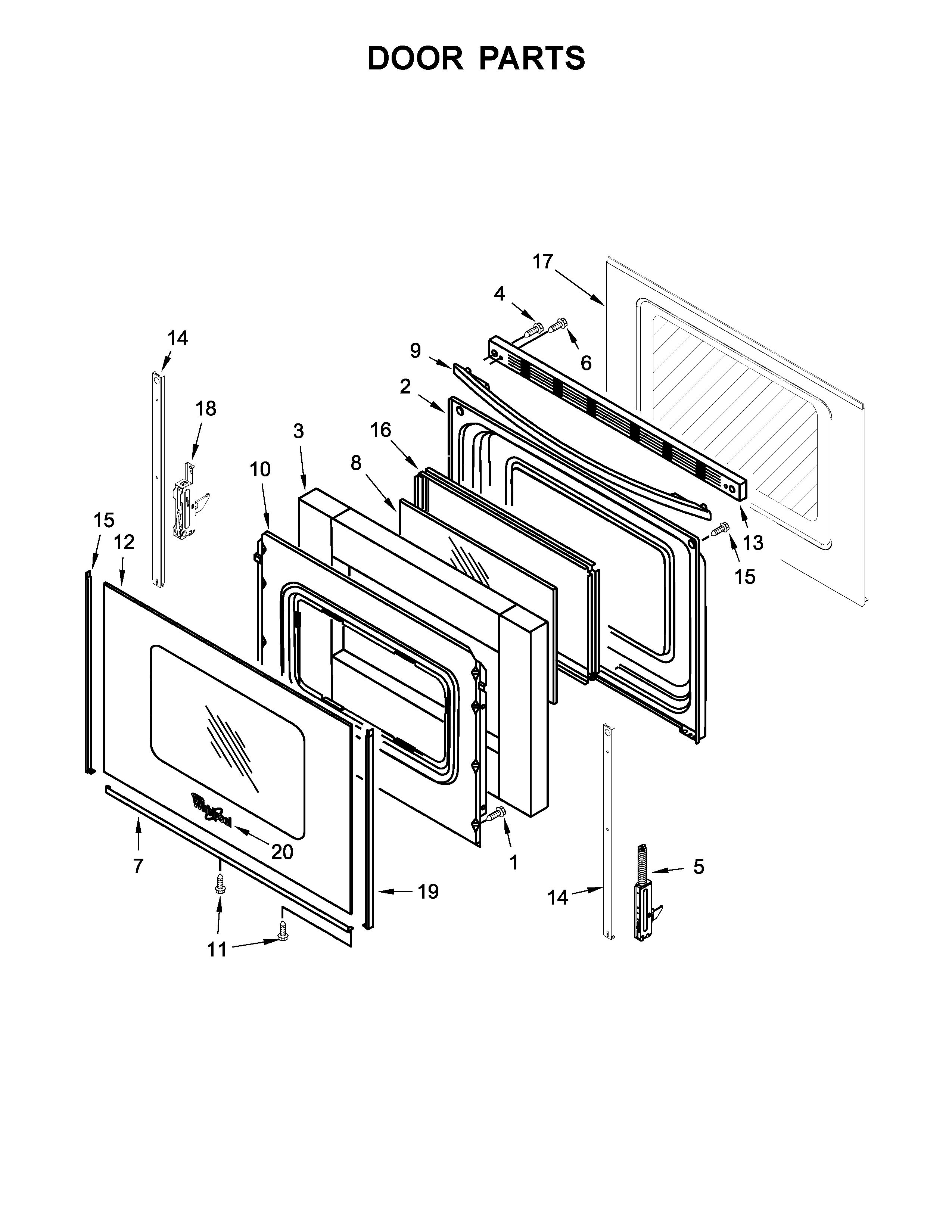 Whirlpool WEC310S0FB1 door parts diagram