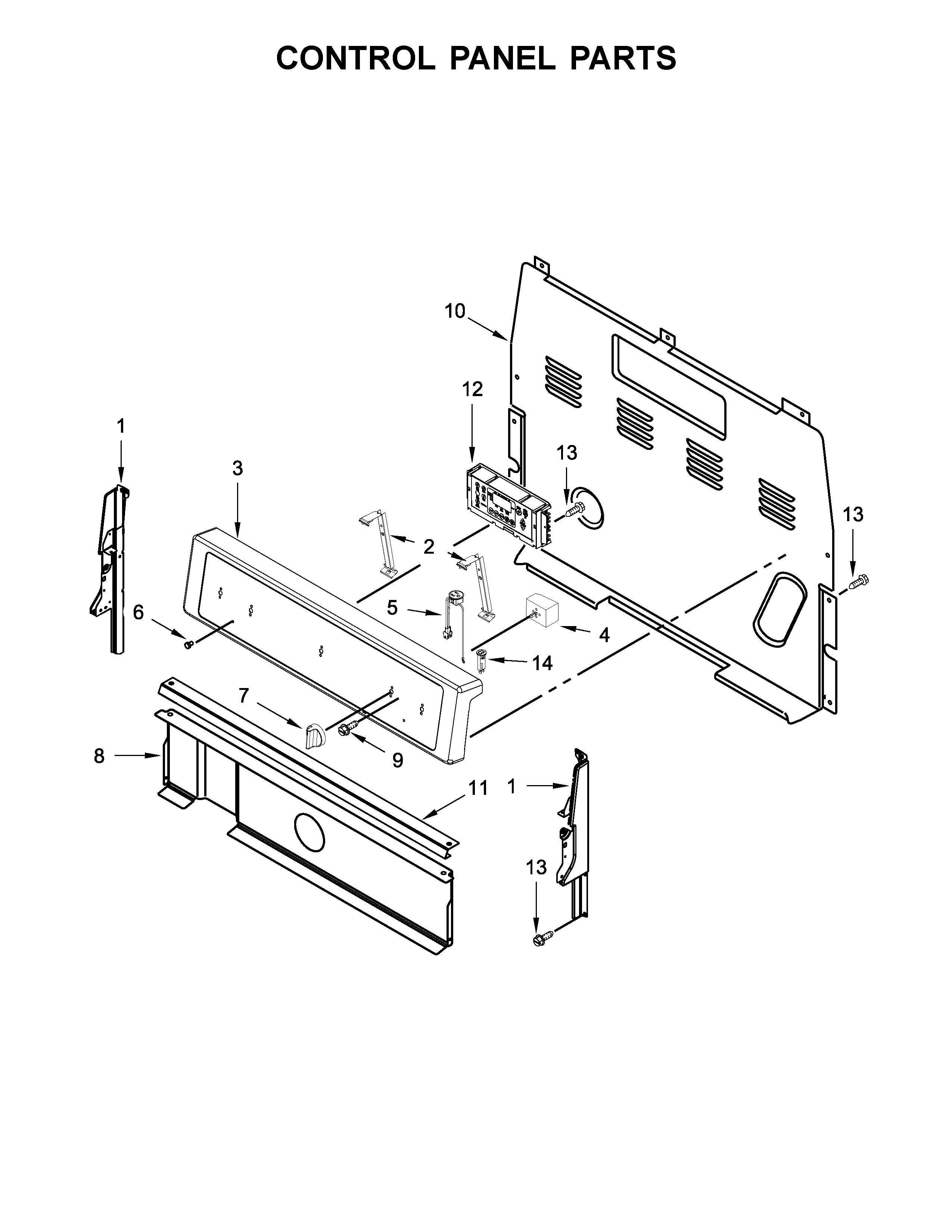Whirlpool YWFE510S0ES1 control panel parts diagram