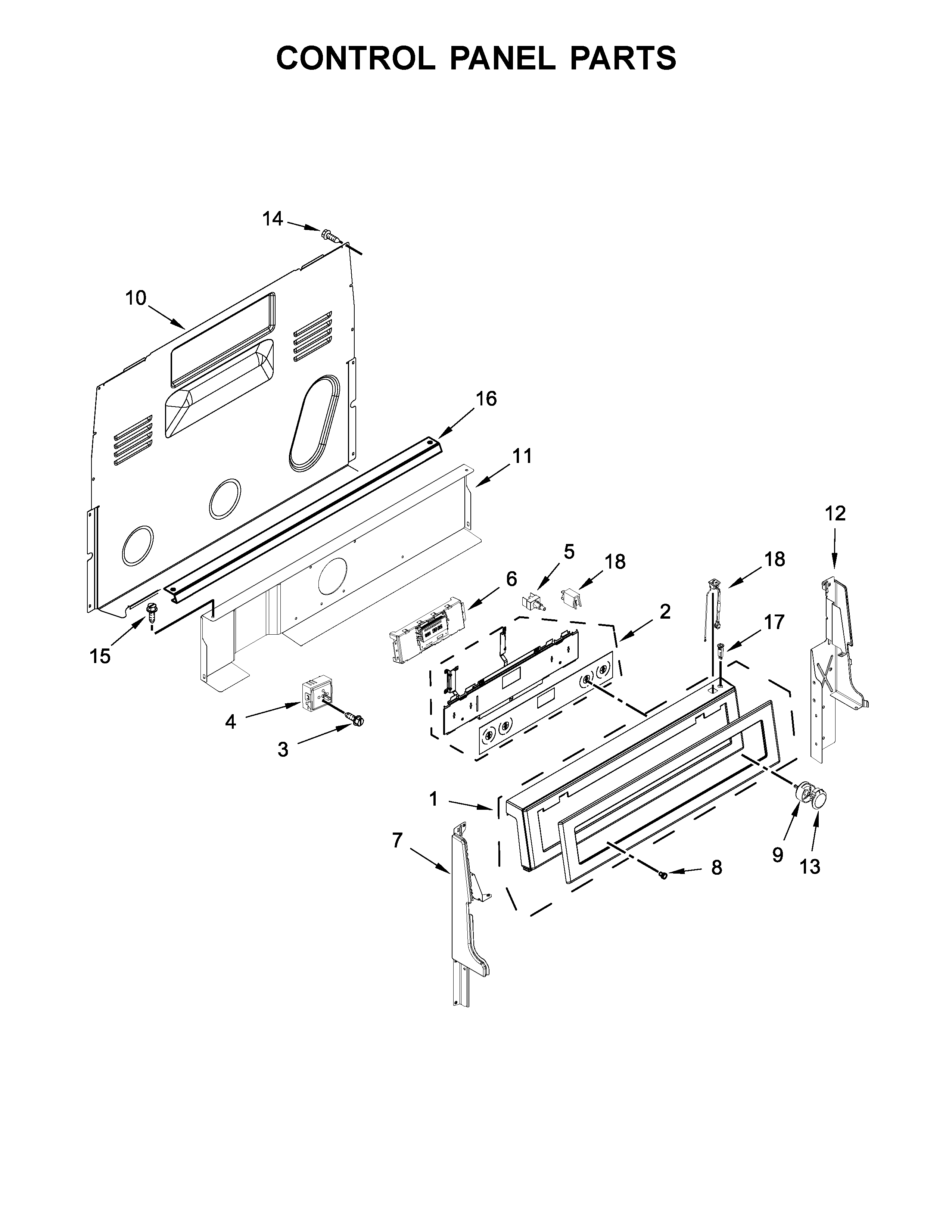 KitchenAid YKFEG500EBS2 control panel parts diagram