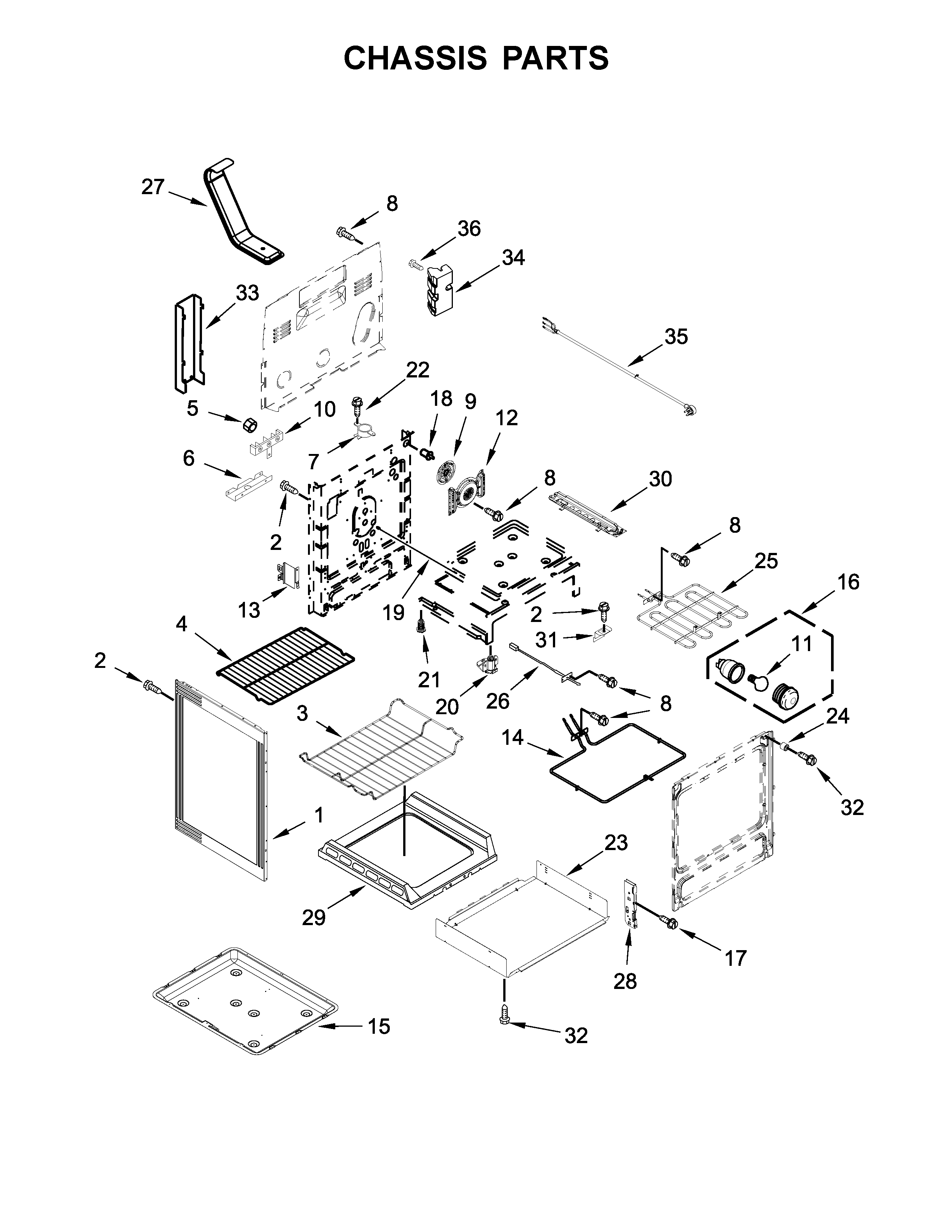KitchenAid YKFEG500EBS2 chassis parts diagram