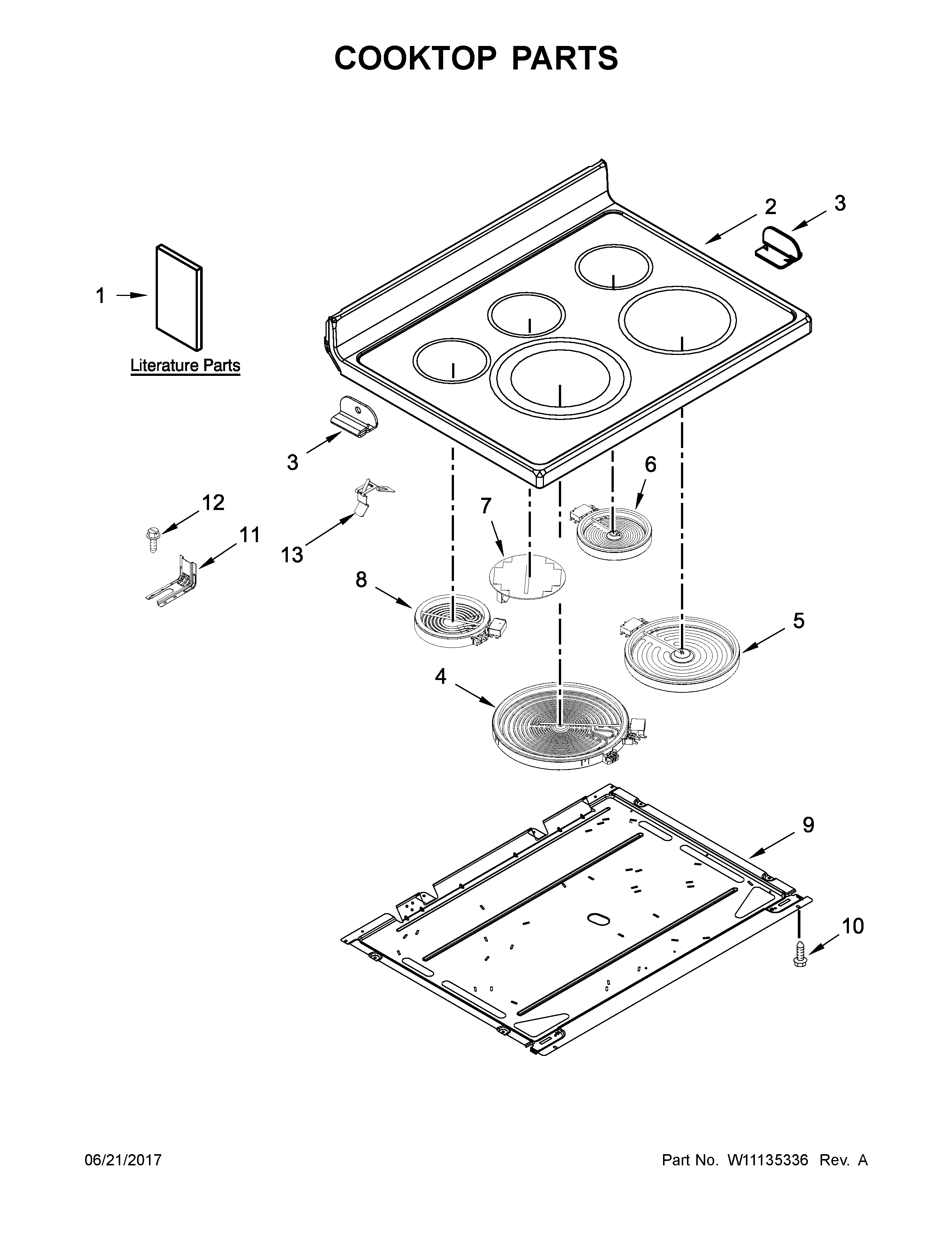 KitchenAid YKFEG500EWH2 cooktop parts diagram