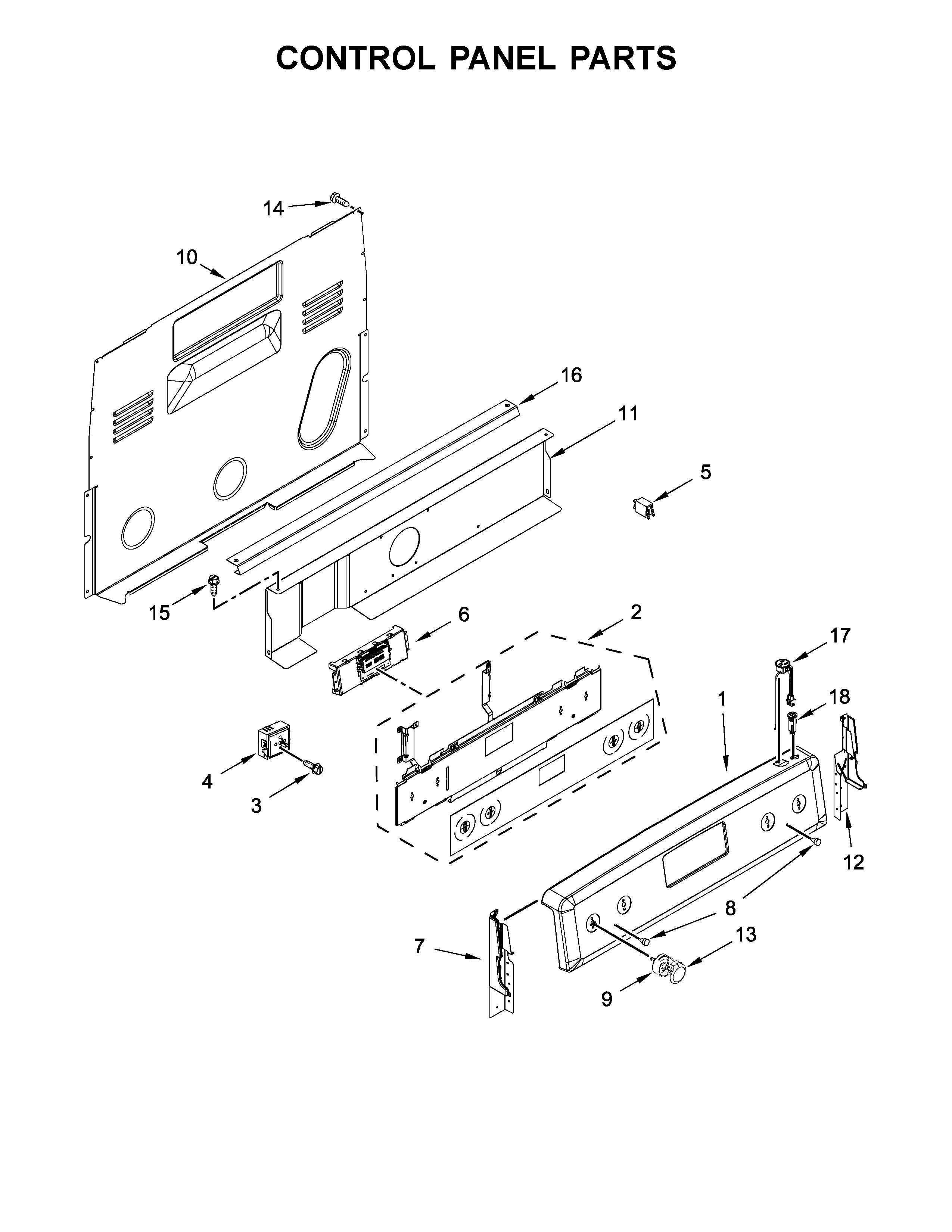 KitchenAid YKFEG500EWH2 control panel parts diagram