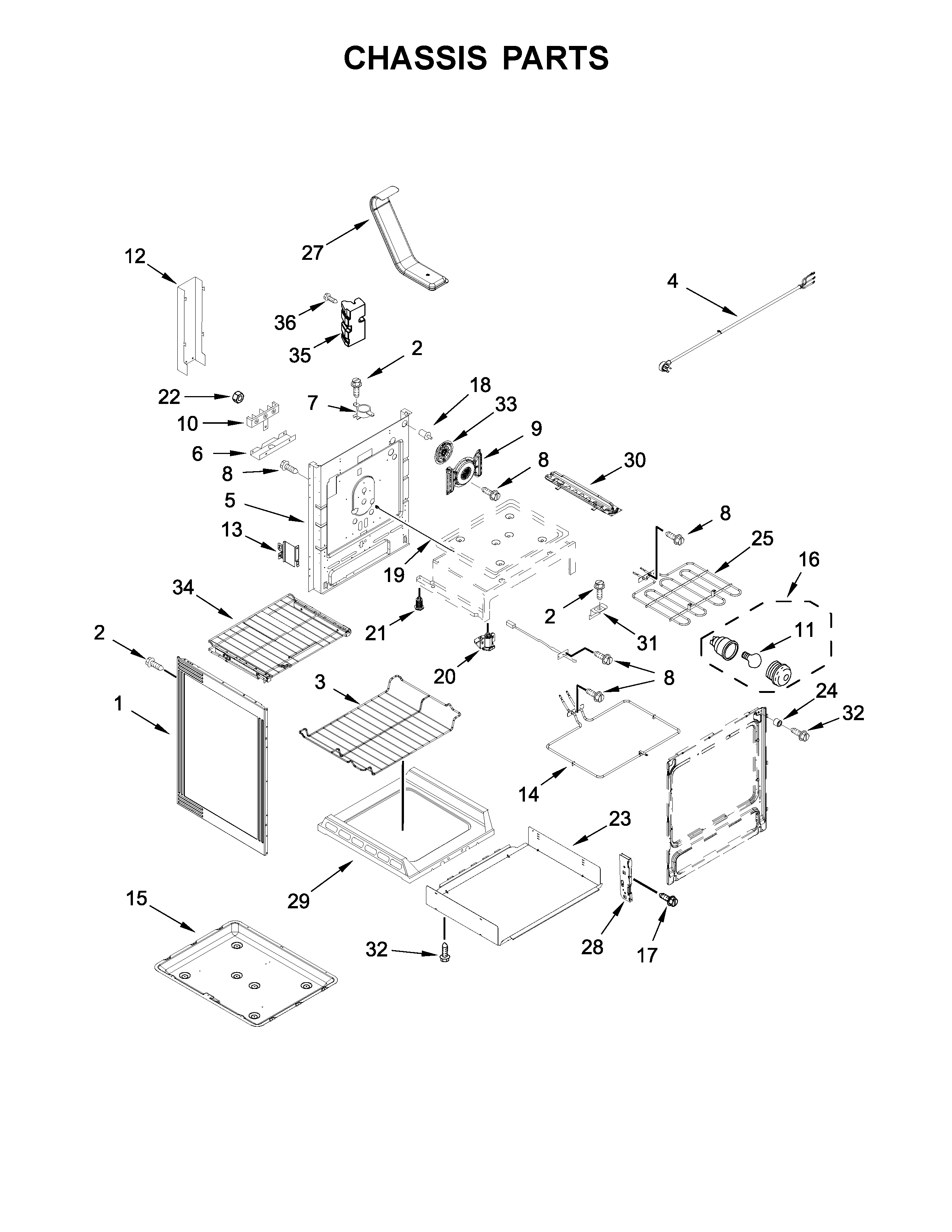 KitchenAid YKFEG500EWH2 chassis parts diagram