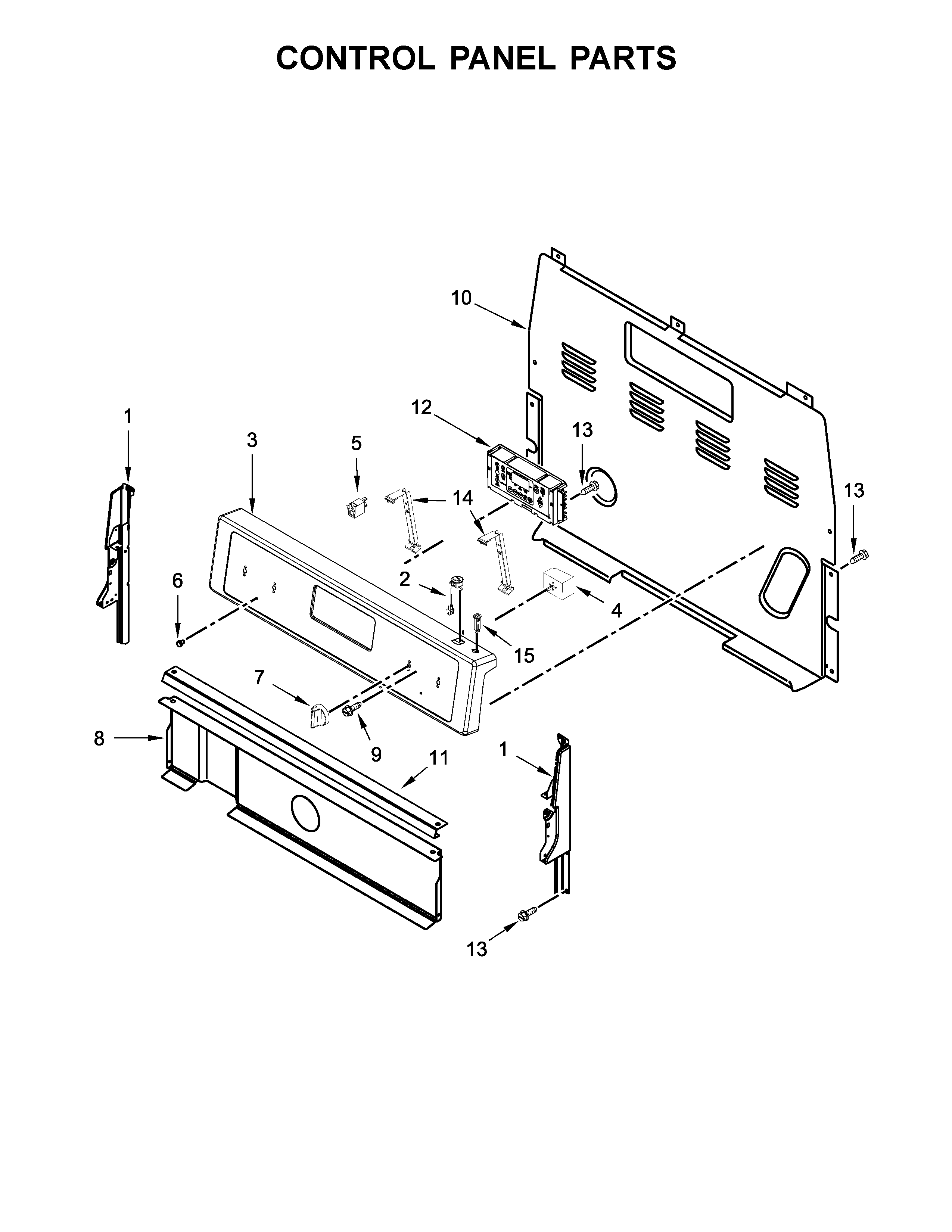 Whirlpool YWFE515S0EW1 control panel parts diagram