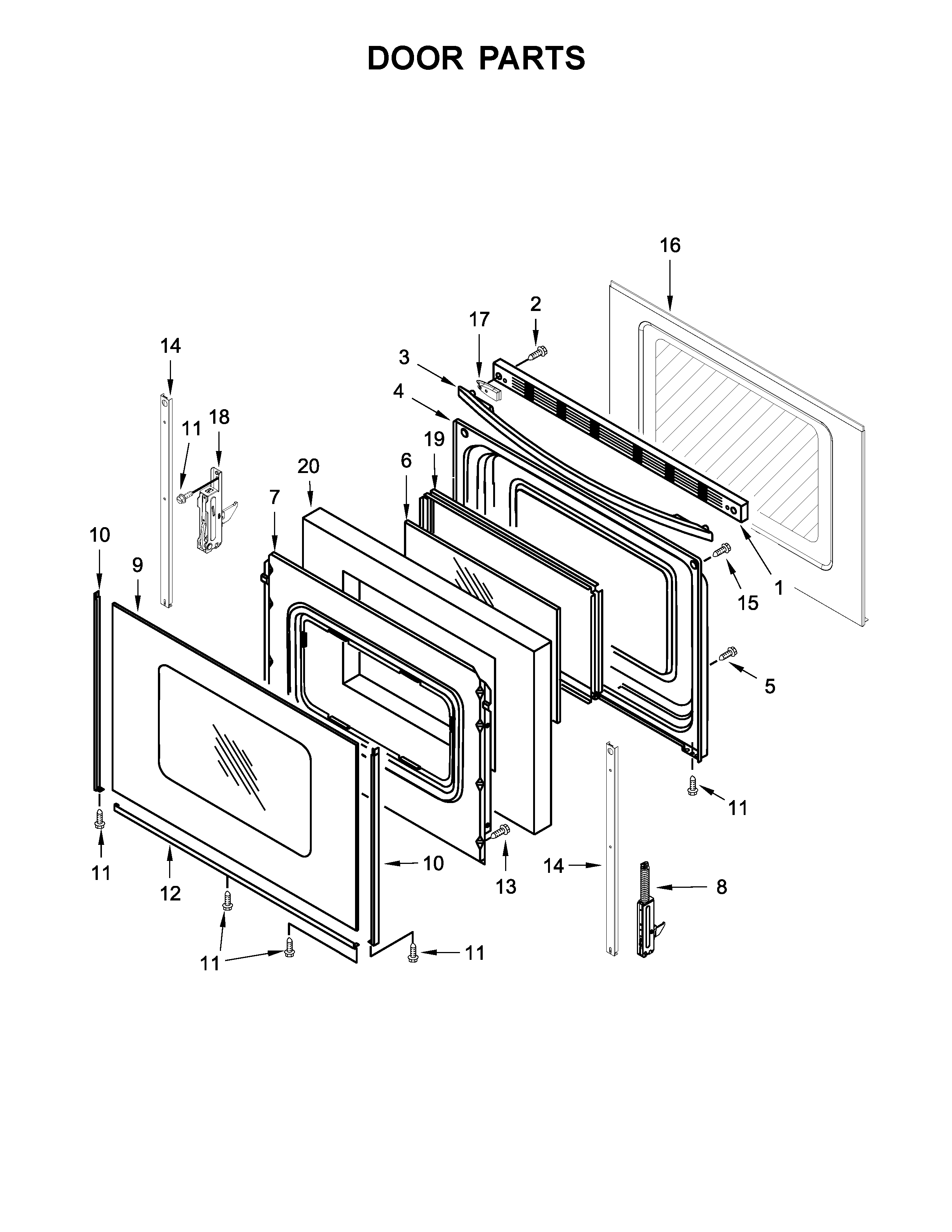 Whirlpool YWFE515S0EW1 door parts diagram