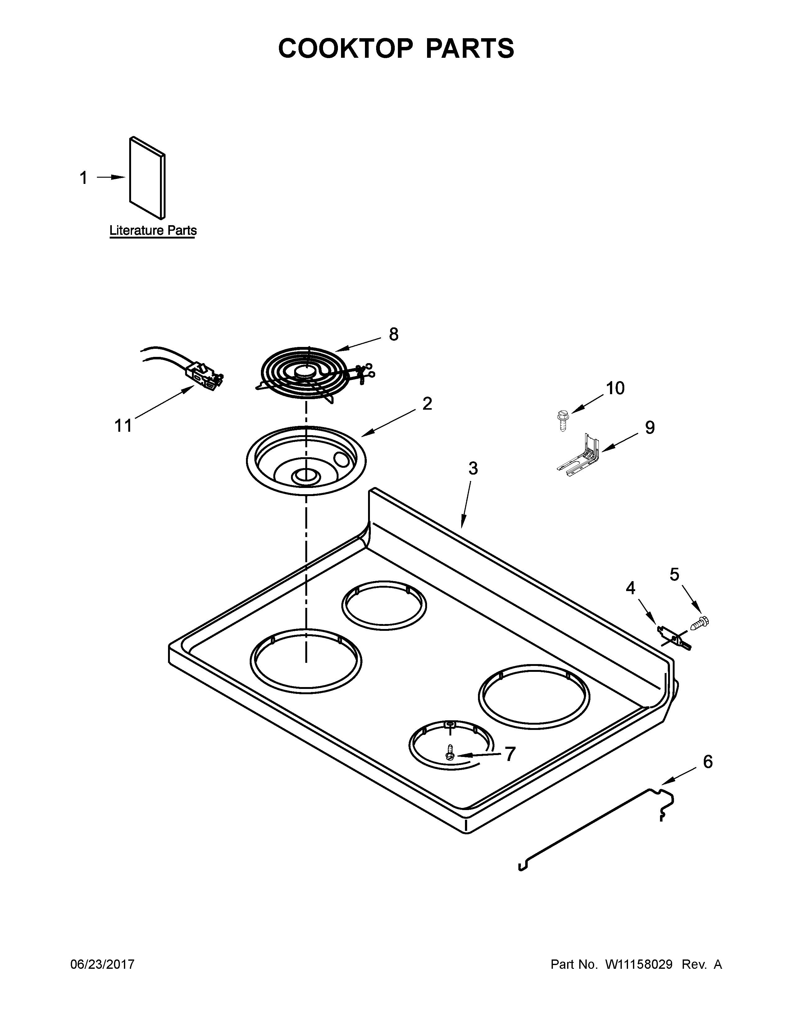 Whirlpool YWFC310S0EW1 cooktop parts diagram