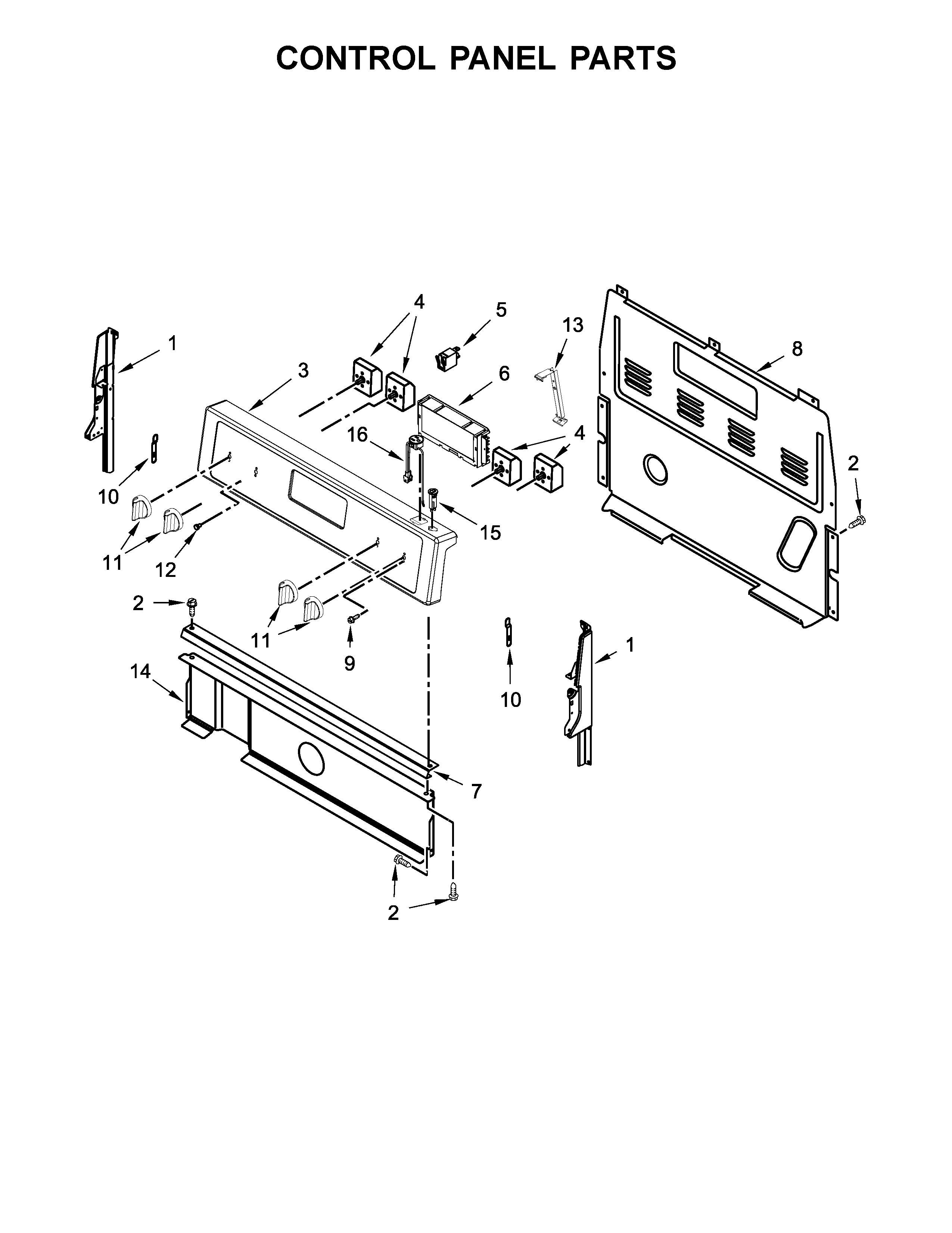 Whirlpool YWFC310S0EW1 control panel parts diagram