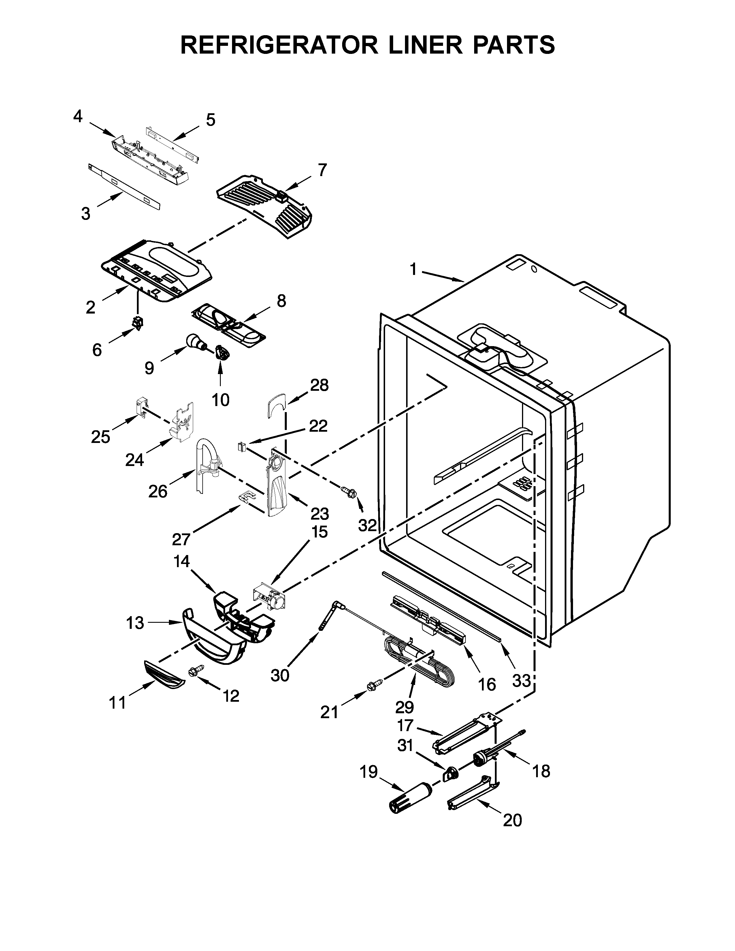 KitchenAid KRFF302ESS01 refrigerator liner parts diagram