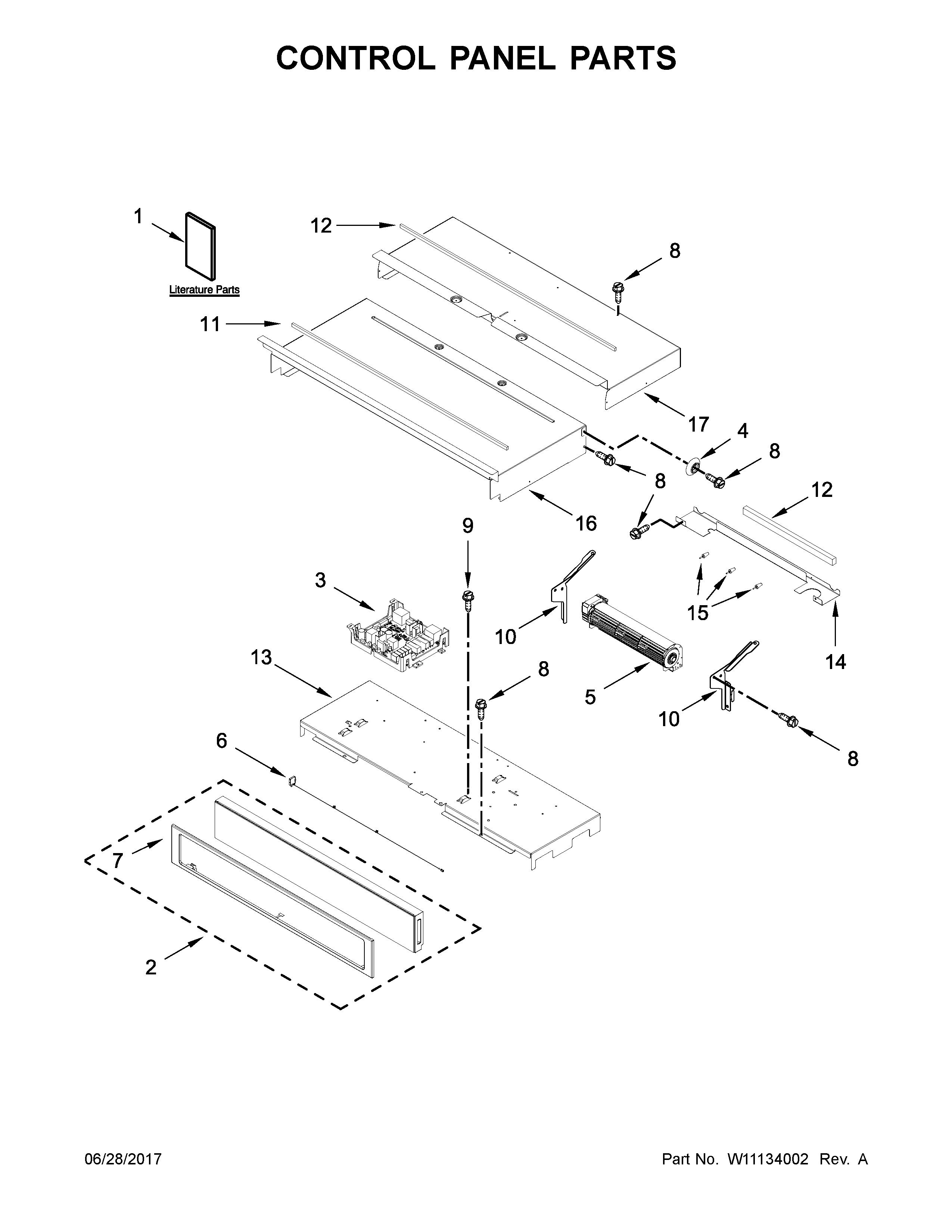 Whirlpool WOD97EC0HZ00 control panel parts diagram