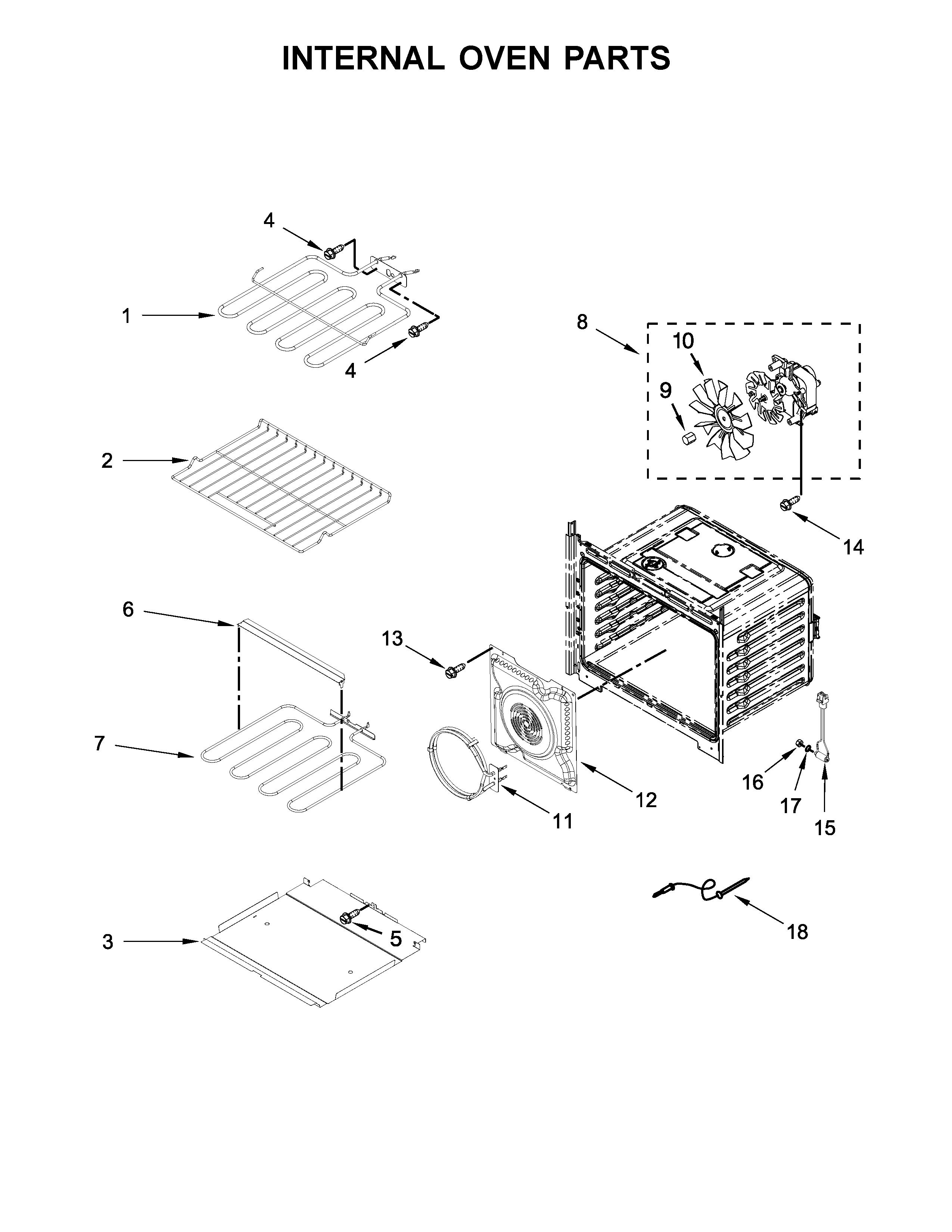 Whirlpool WOD97EC0HZ00 internal oven parts diagram