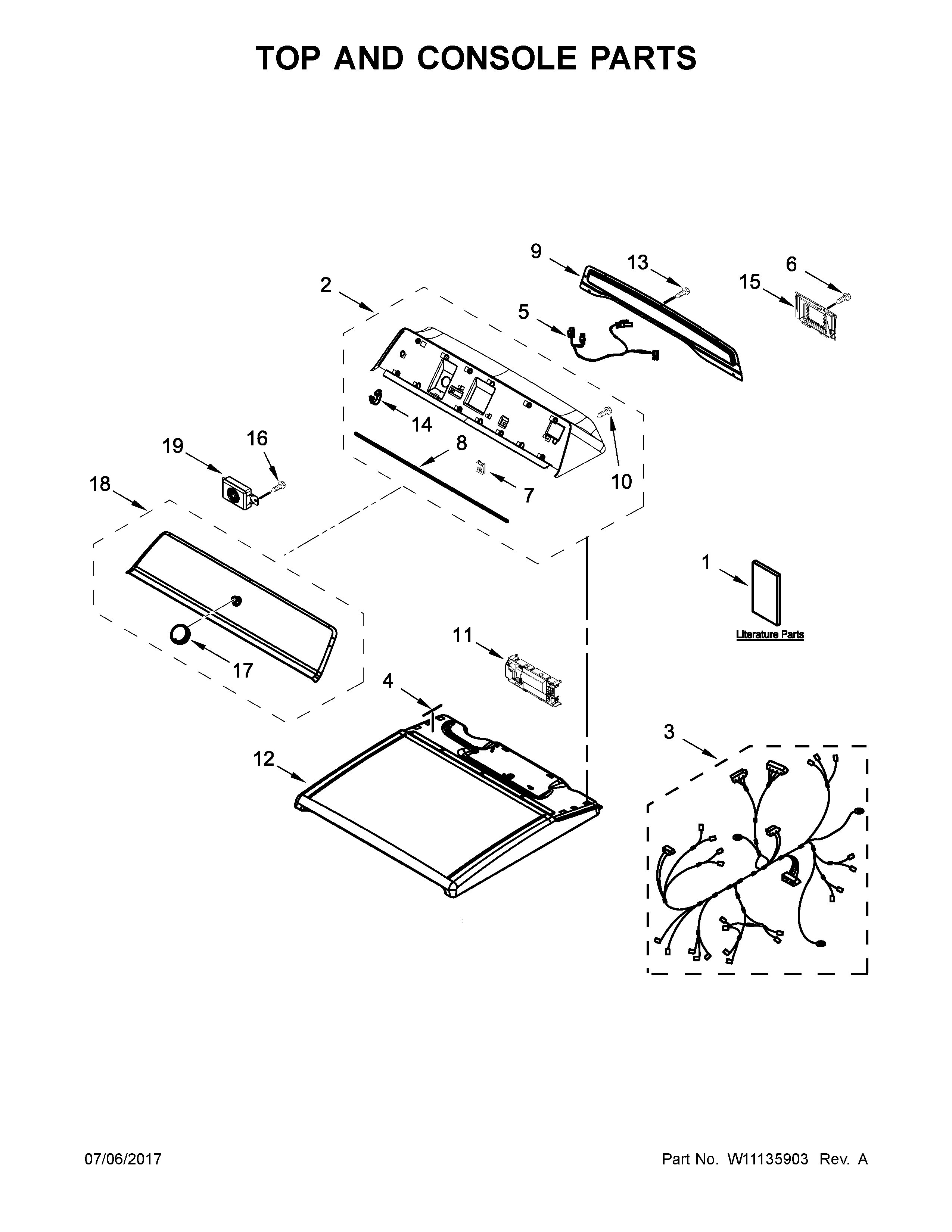 Maytag MEDB835DW4 top and console parts diagram