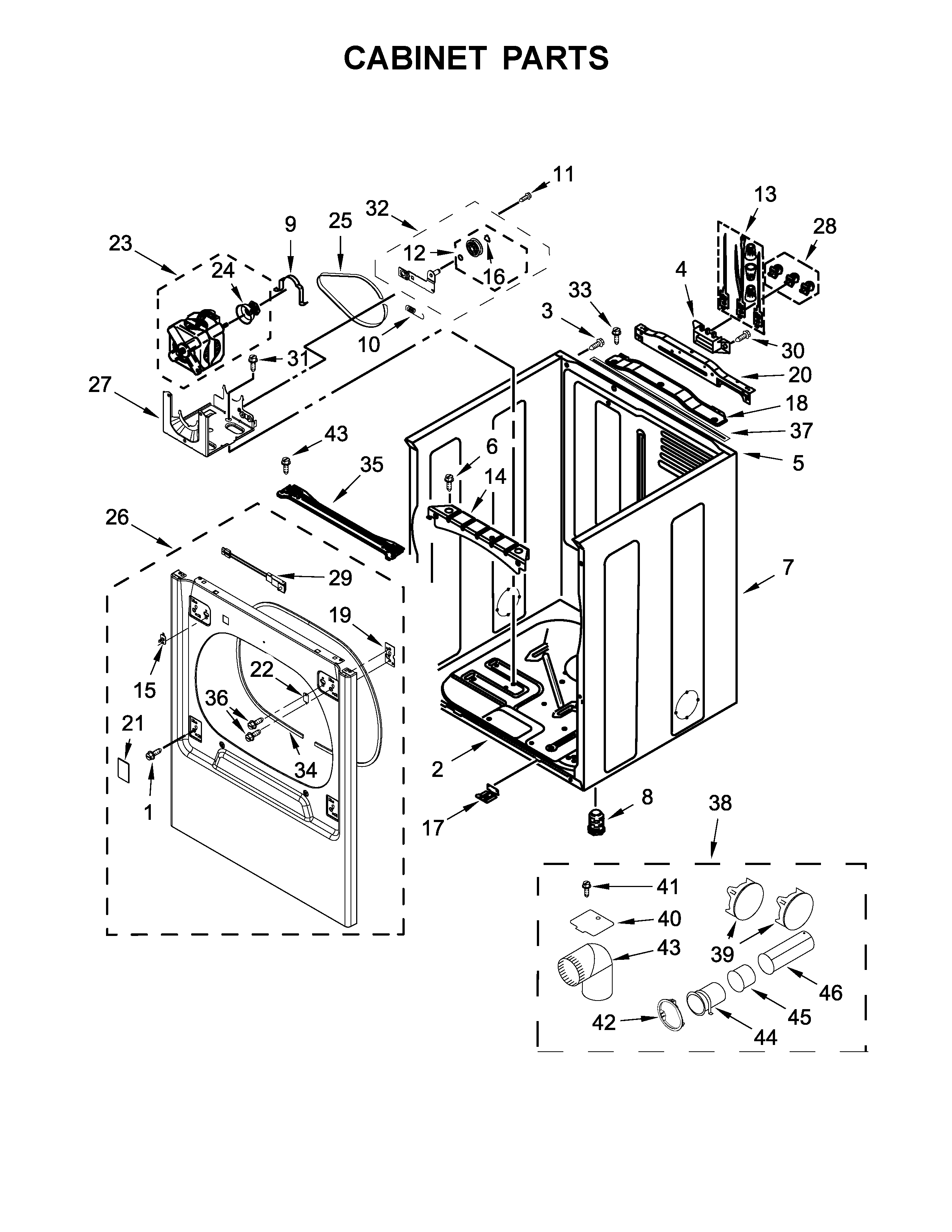 Maytag MEDB835DW4 cabinet parts diagram