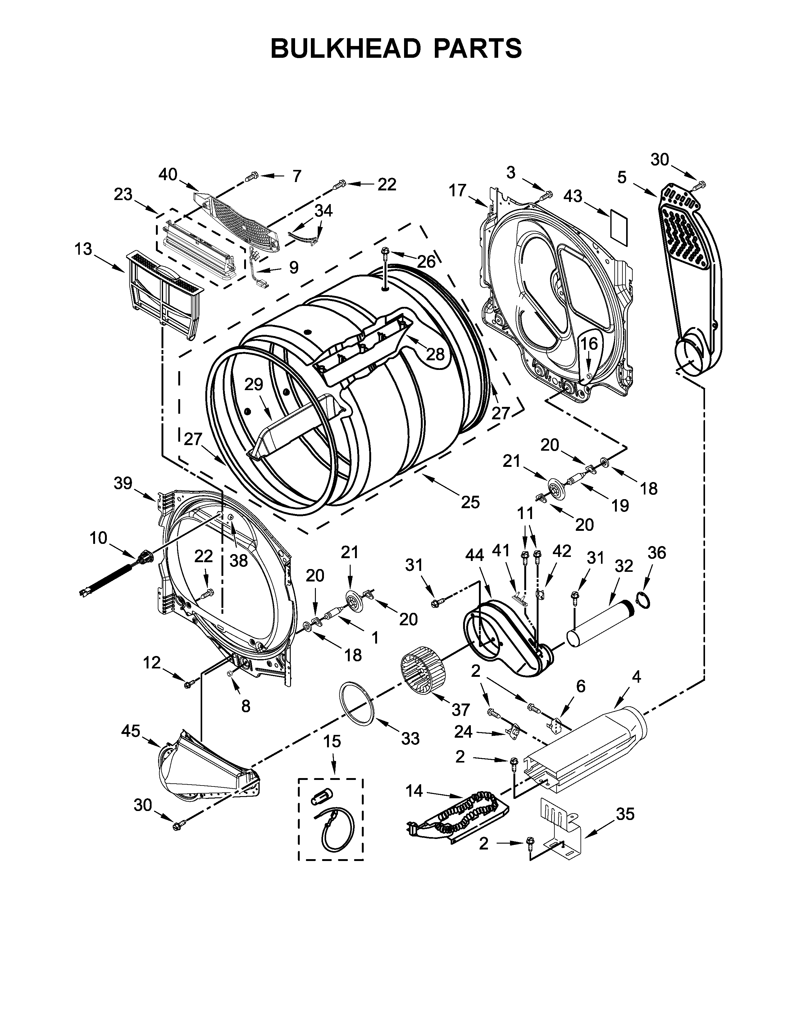 Maytag MEDB835DW4 bulkhead parts diagram