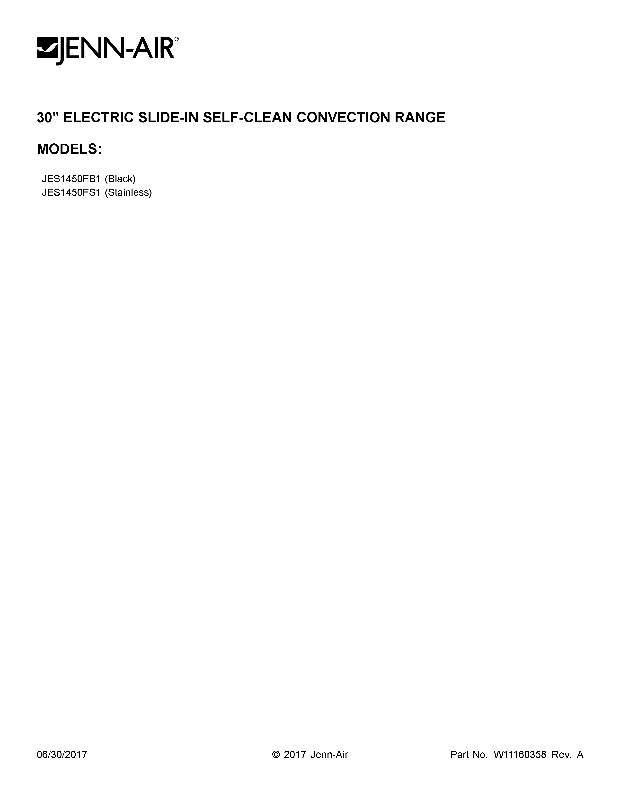 Jenn-Air JES1450FB1 cover sheet diagram