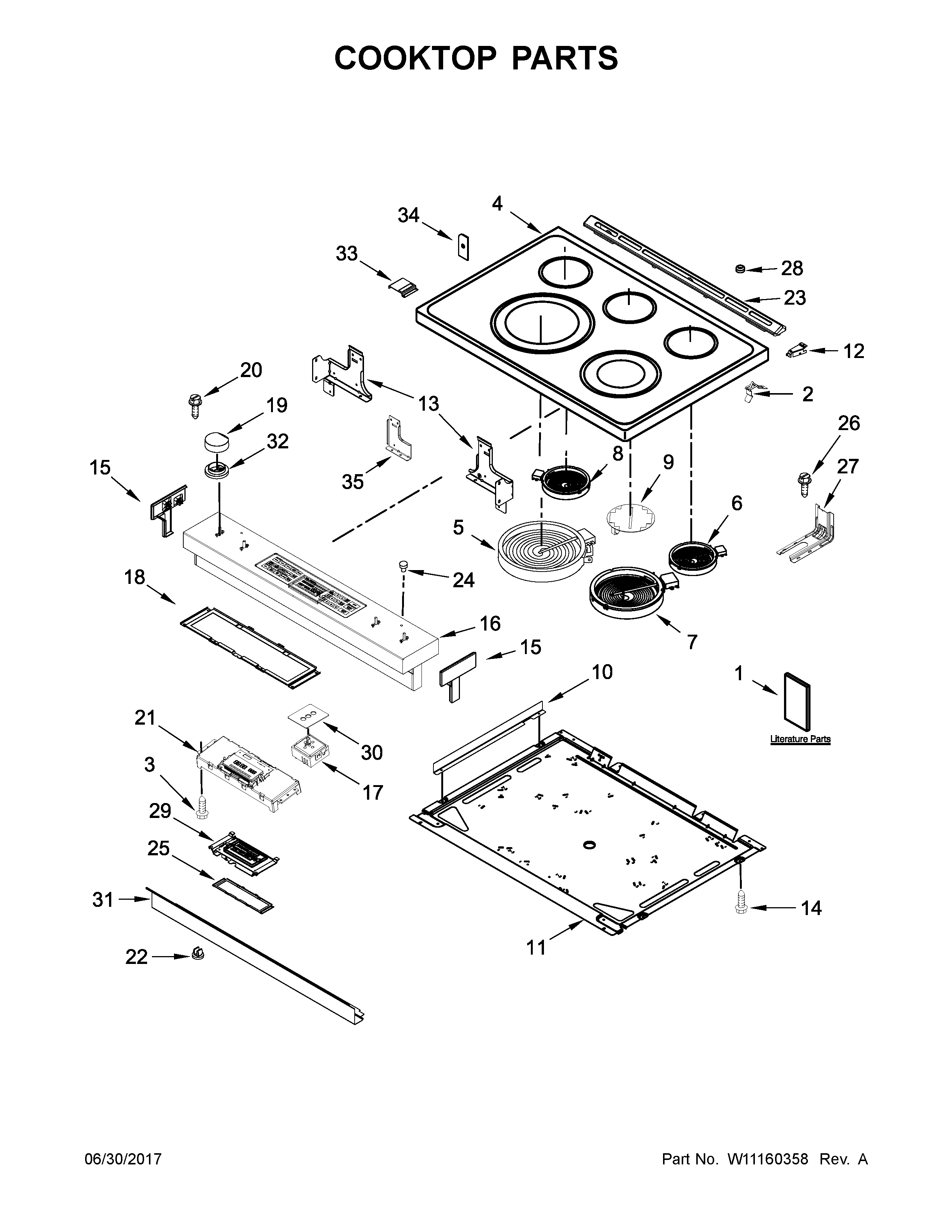 Jenn-Air JES1450FB1 cooktop parts diagram