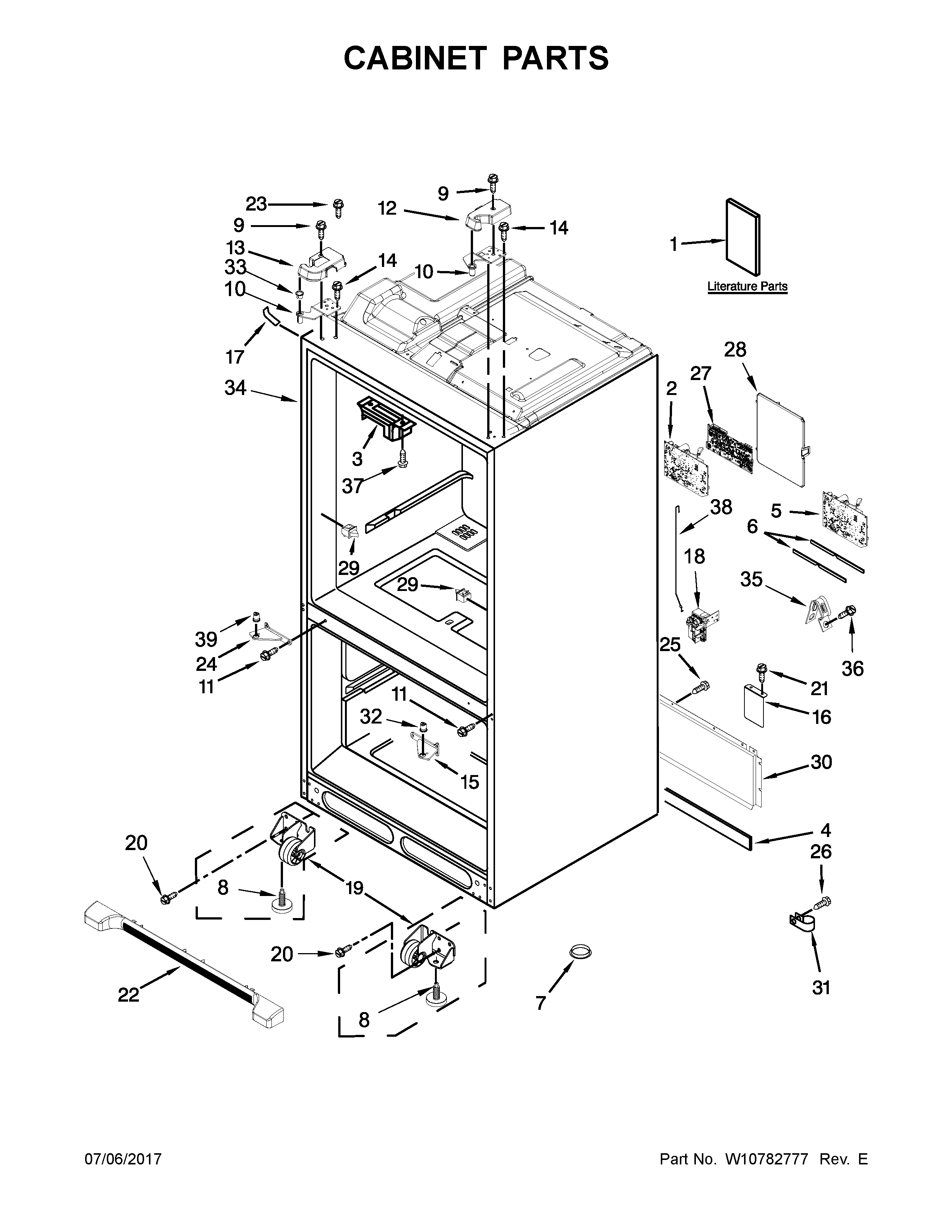 Whirlpool WRV986FDEM00 cabinet parts diagram