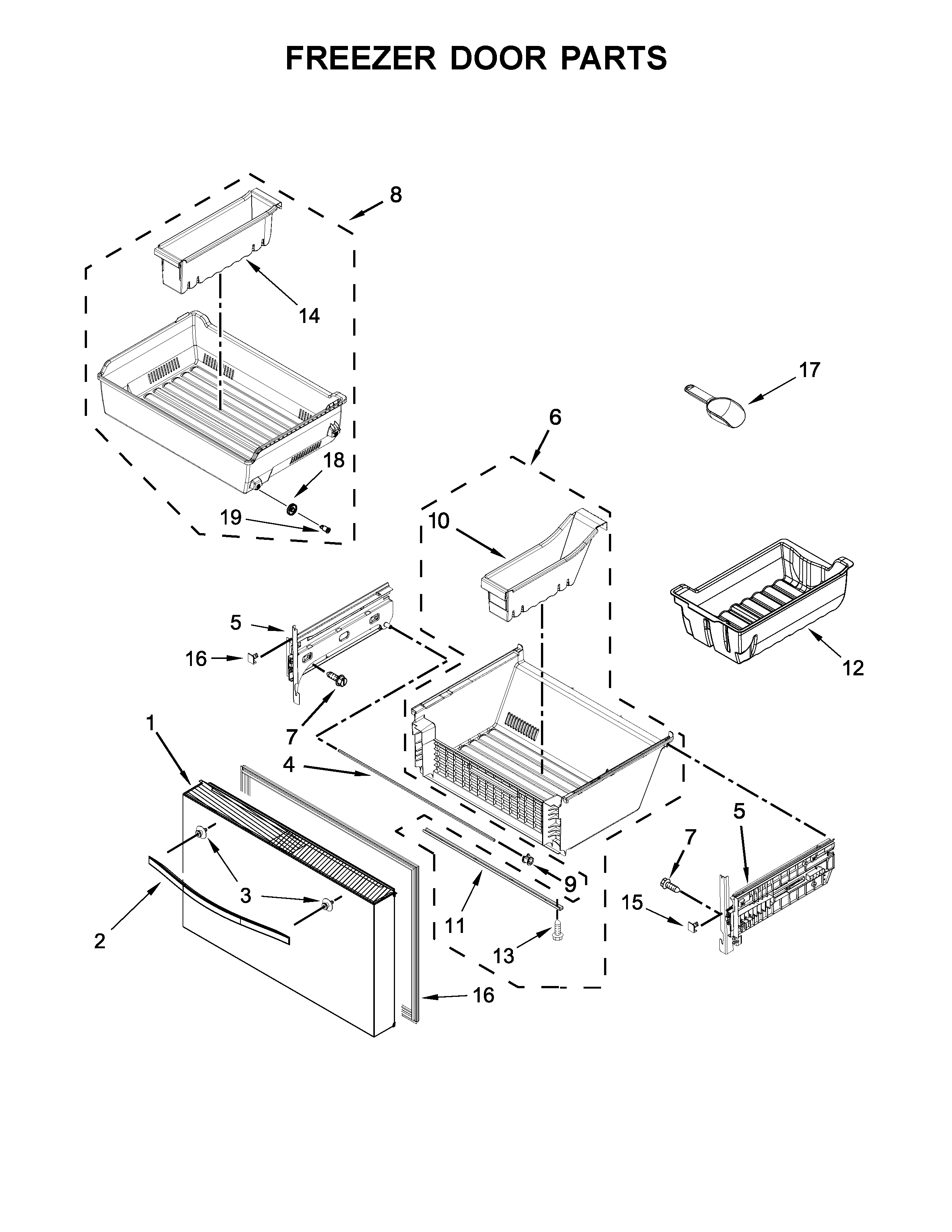 Whirlpool WRV986FDEM00 freezer door parts diagram