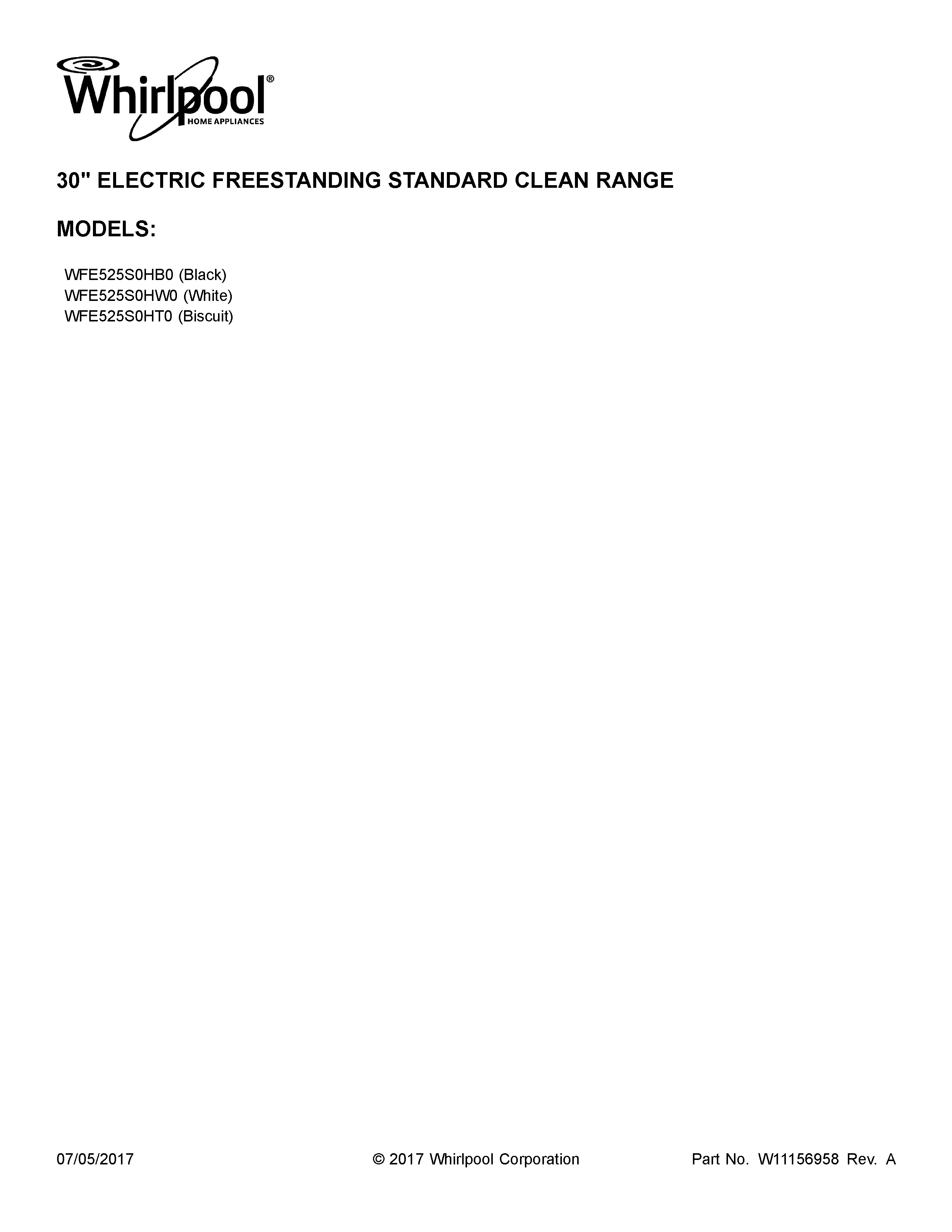 Whirlpool WFE525S0HT0 cover sheet diagram
