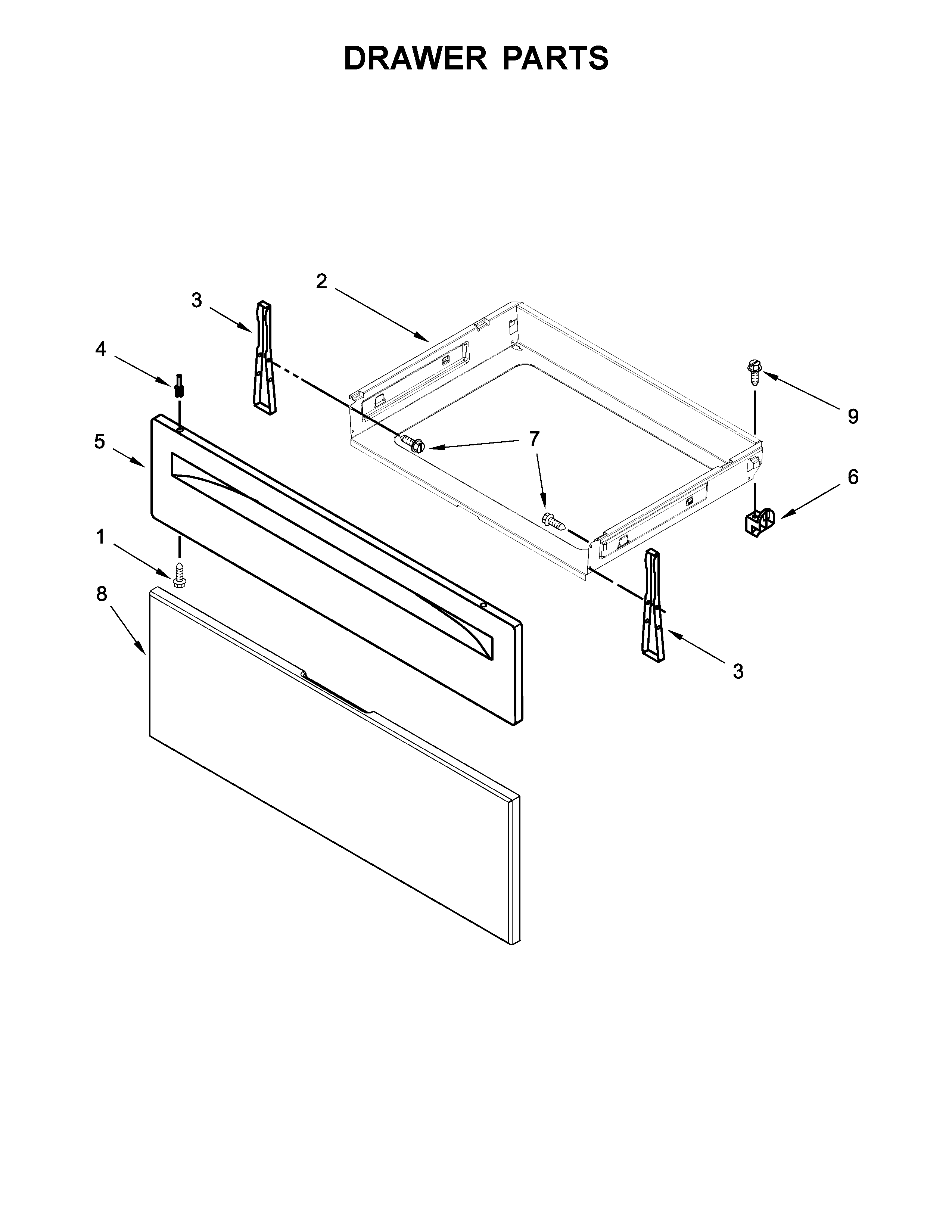 Whirlpool YWFE530C0EW1 drawer parts diagram