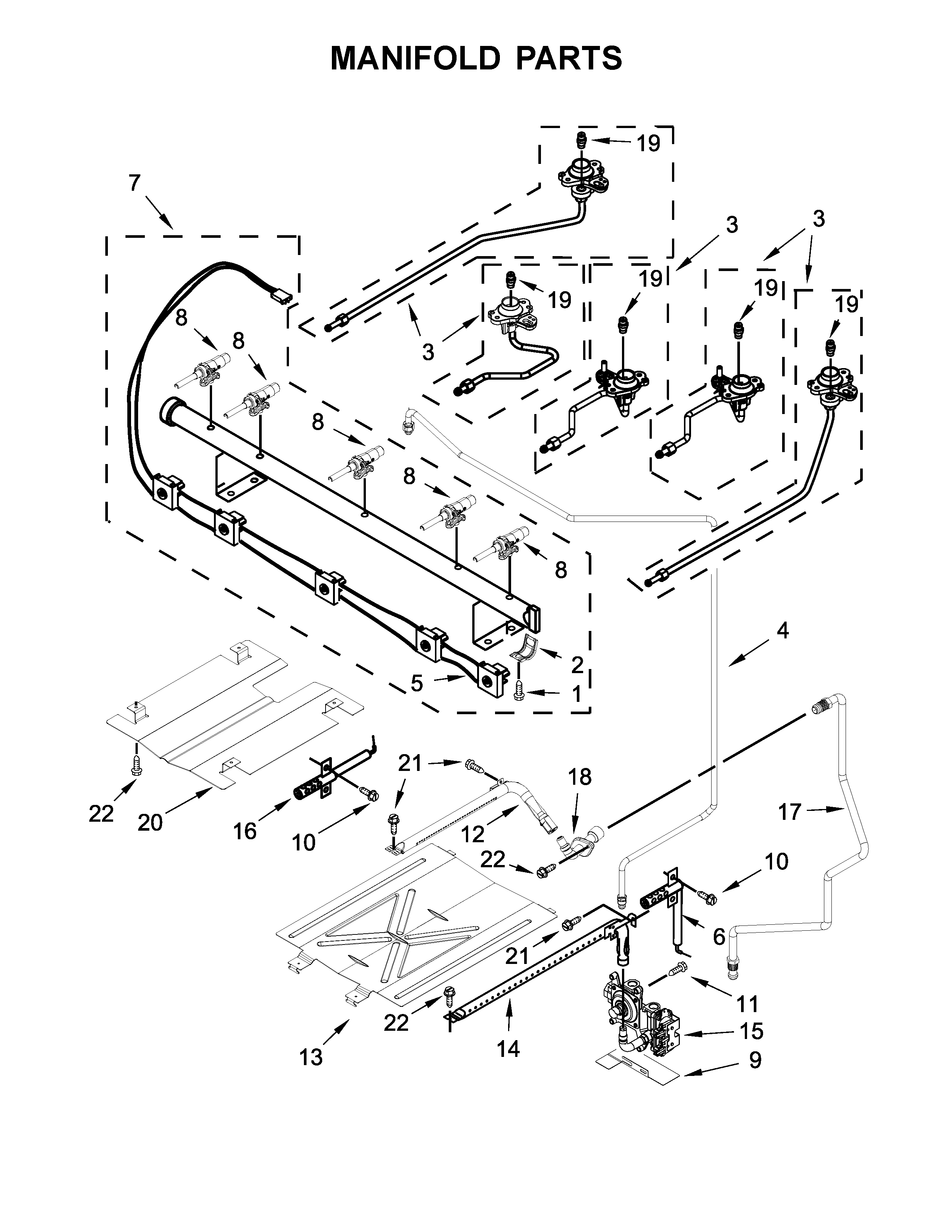 Whirlpool WFG525S0HD0 manifold parts diagram