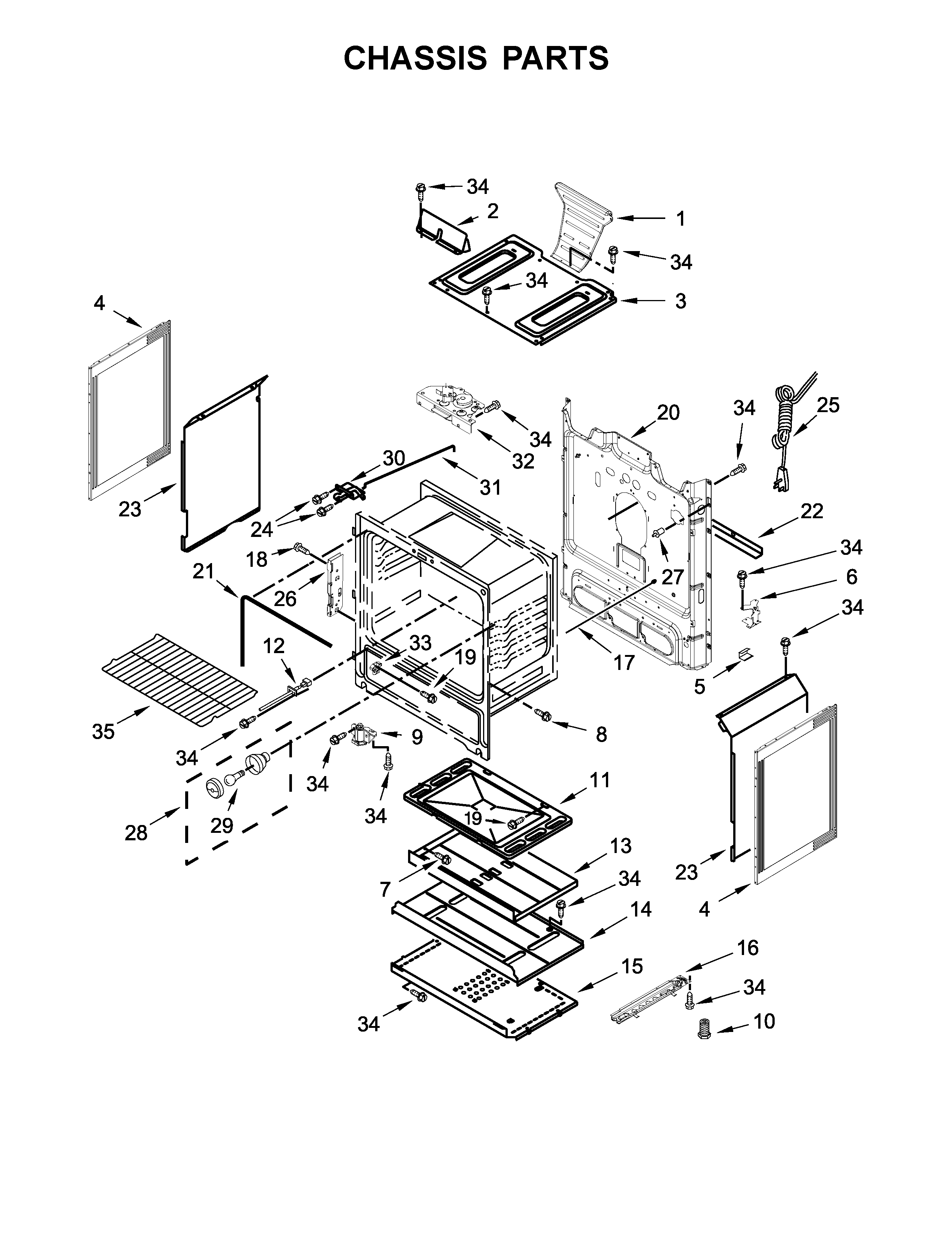 Whirlpool WFG525S0HD0 chassis parts diagram