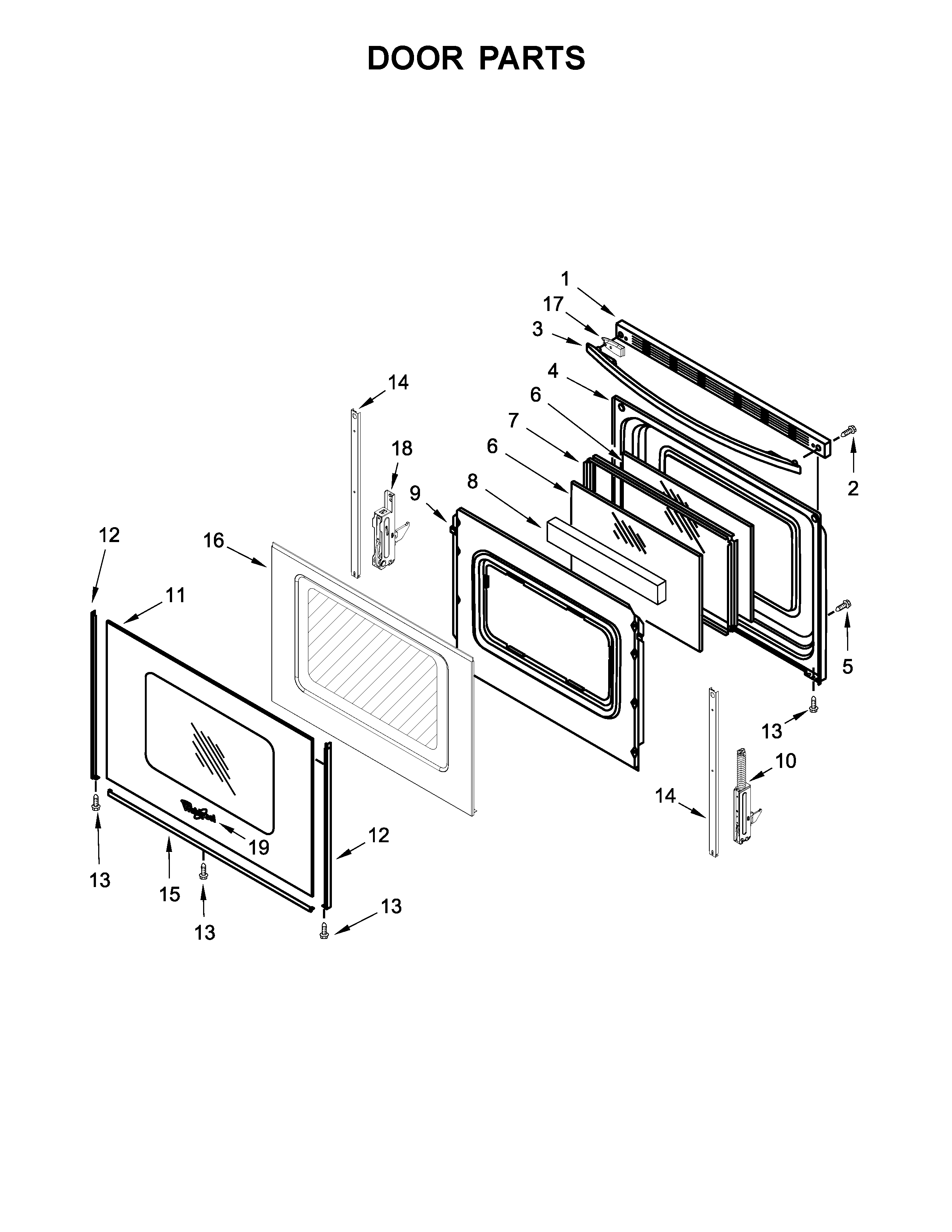 Whirlpool WFG525S0HD0 door parts diagram
