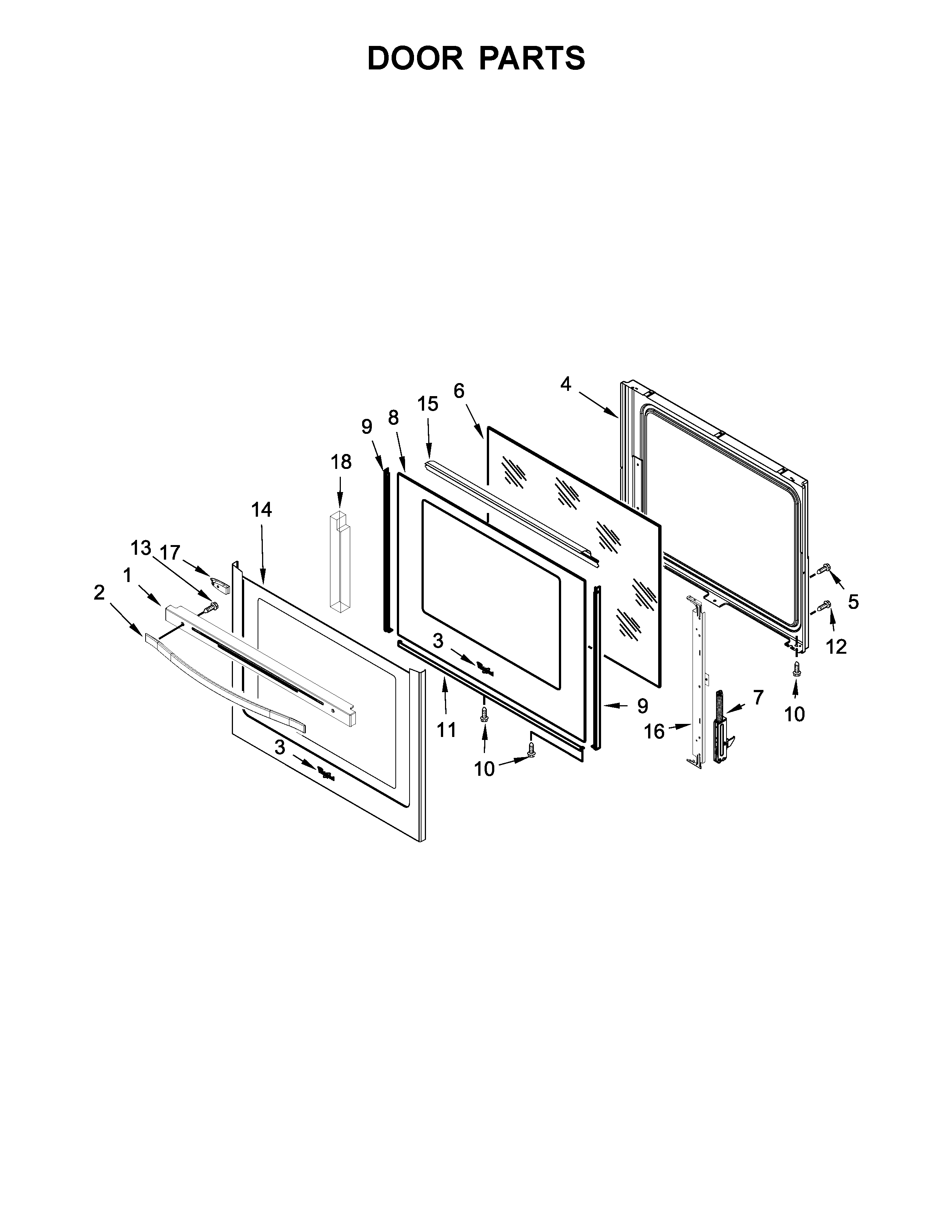 Whirlpool YWEE745H0FE1 door parts diagram
