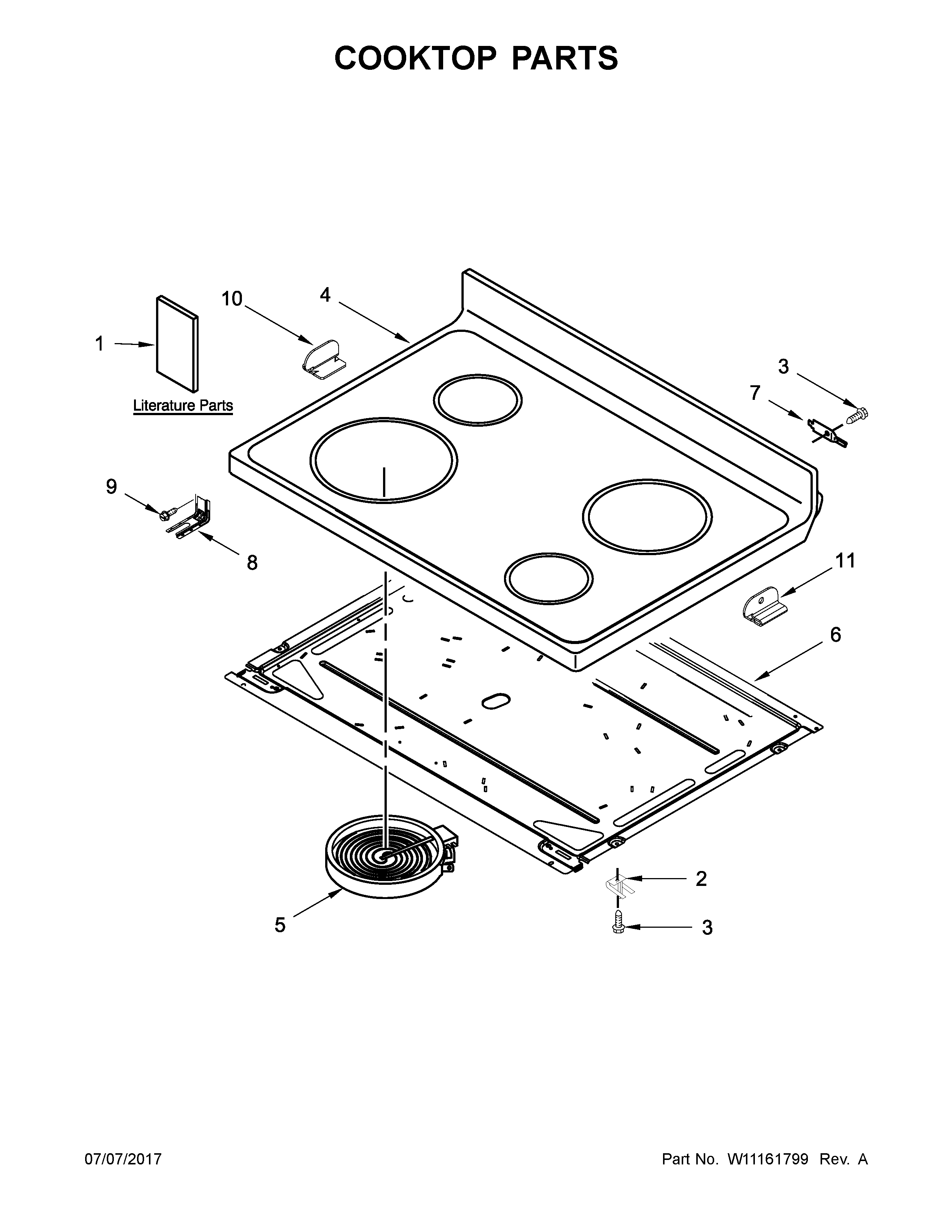 Ikea IES350XW4 cooktop parts diagram
