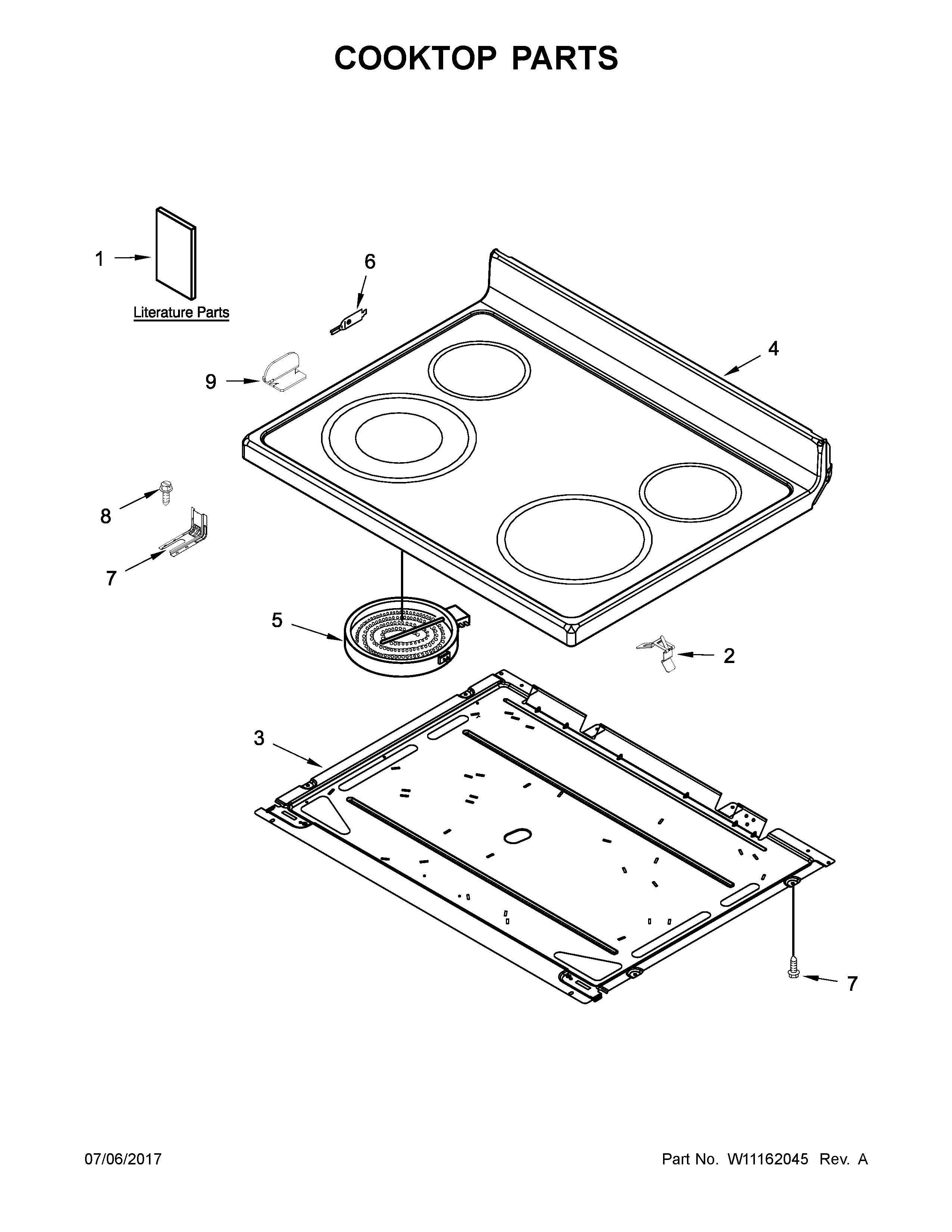 Ikea YIES505DS1 cooktop parts diagram