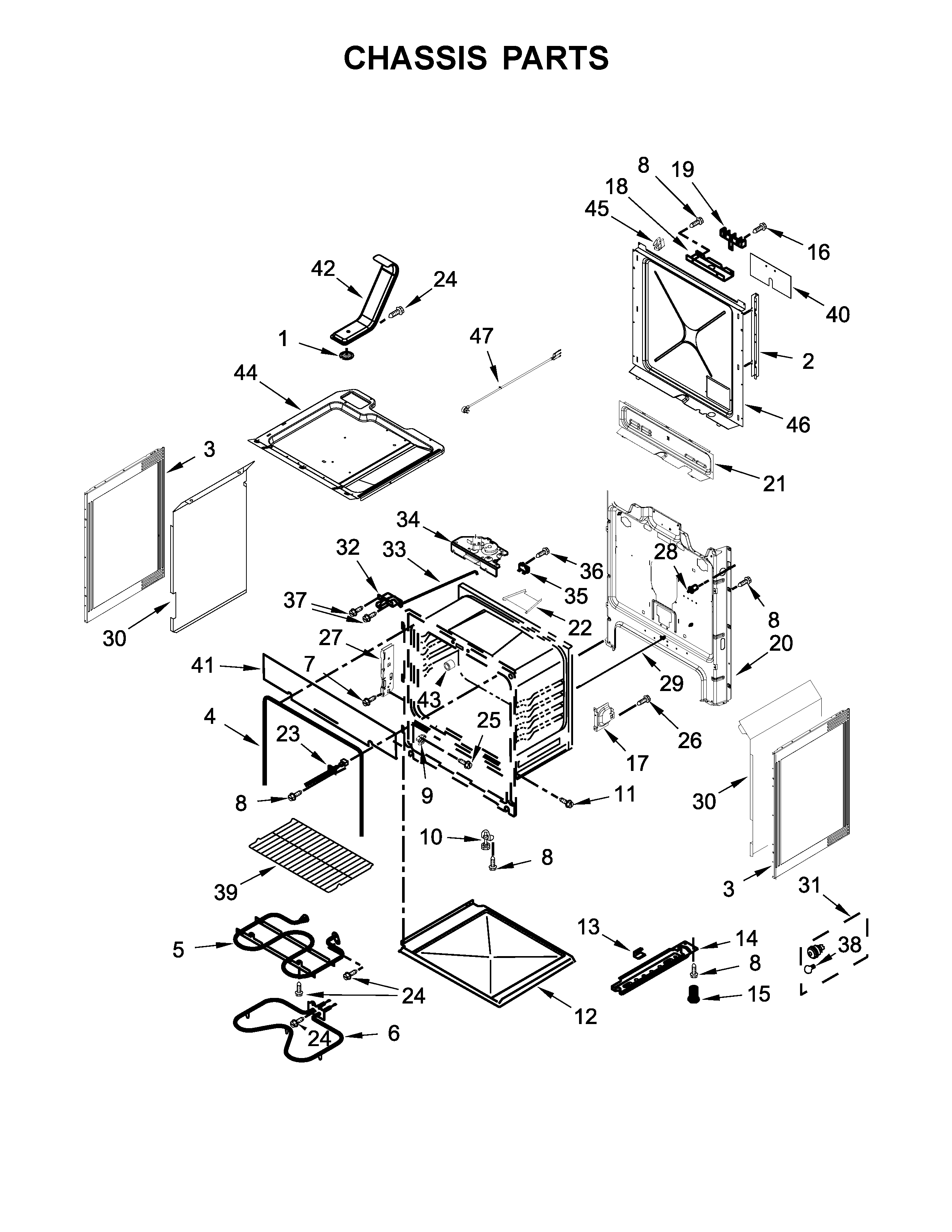 Amana YAES6603SFW1 chassis parts diagram