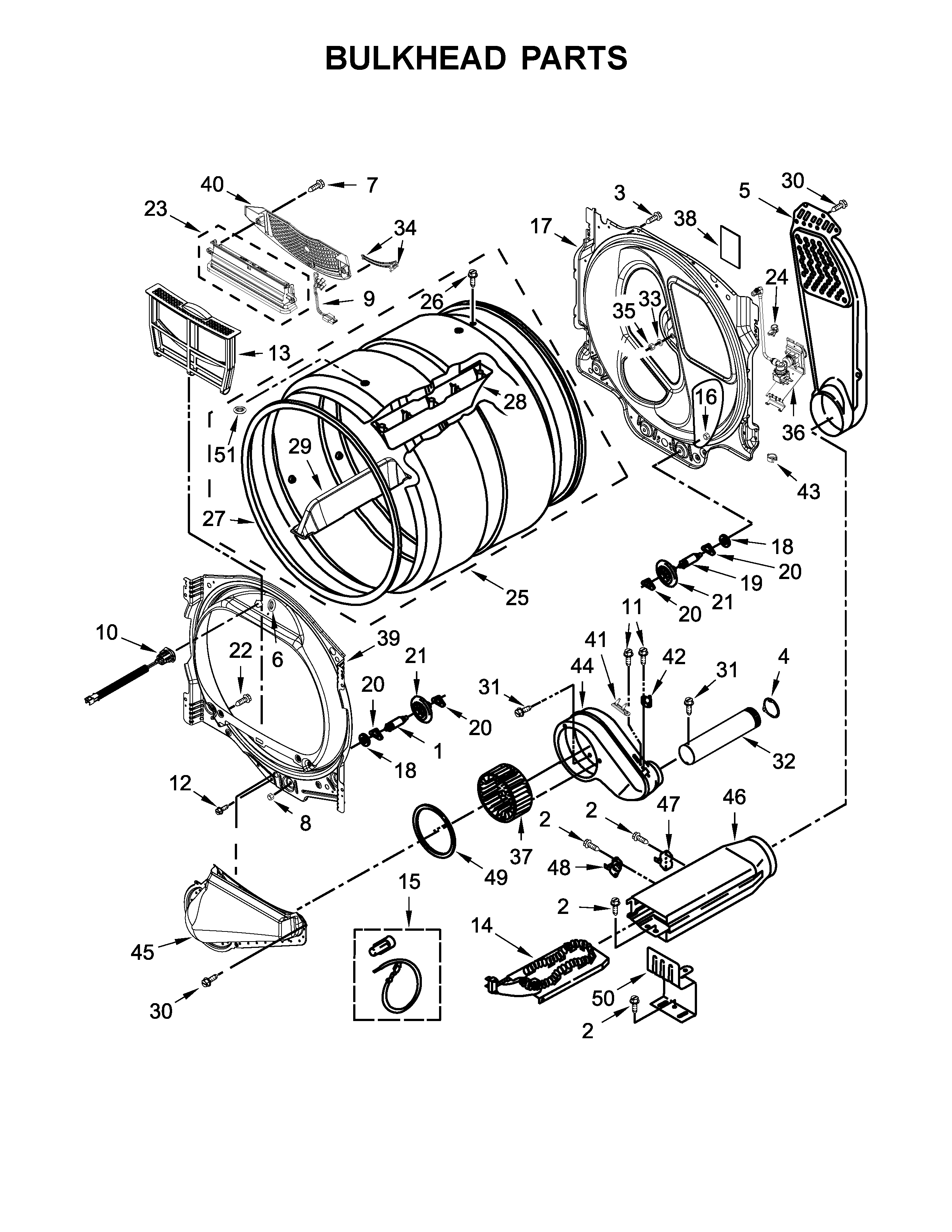 Maytag MEDB855DC4 bulkhead parts diagram