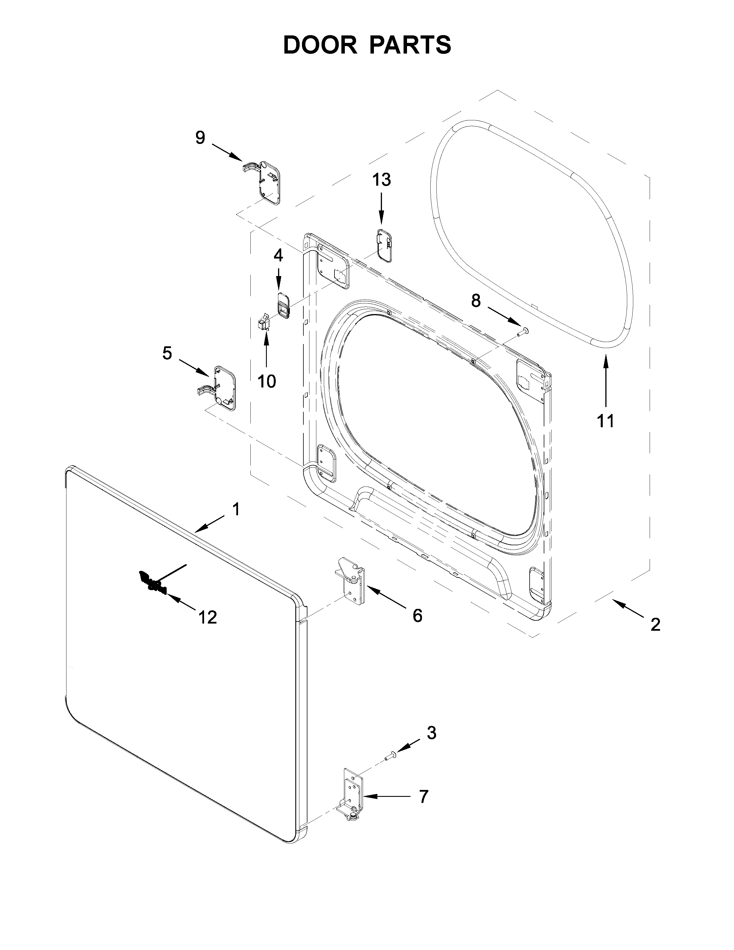 Maytag MEDB855DC4 door parts diagram