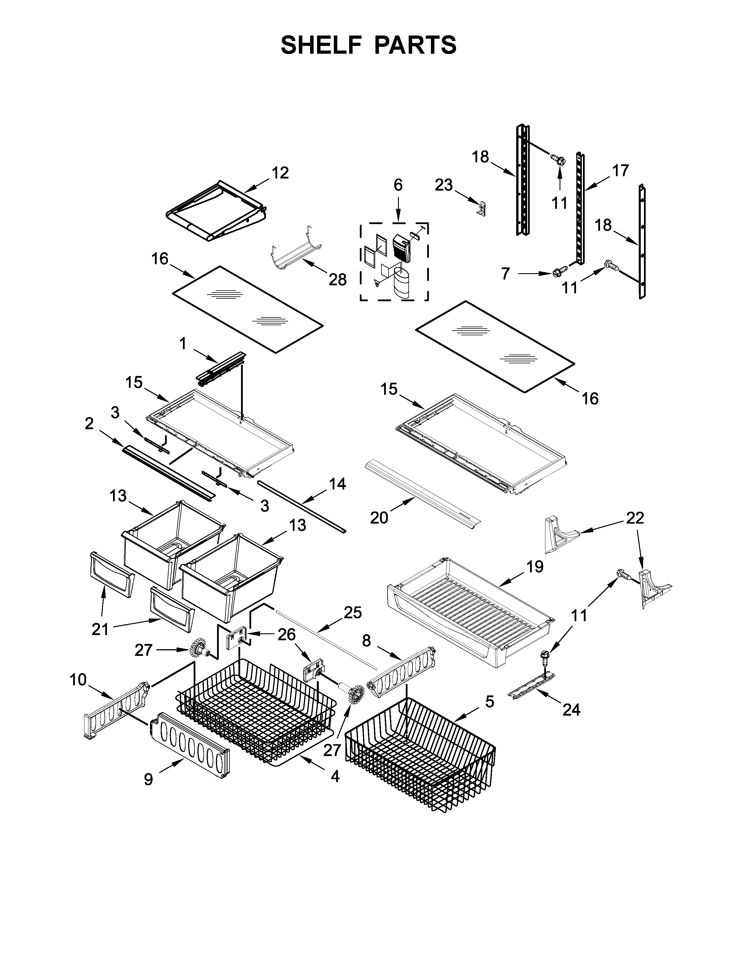 KitchenAid KRBL102ESS00 shelf parts diagram
