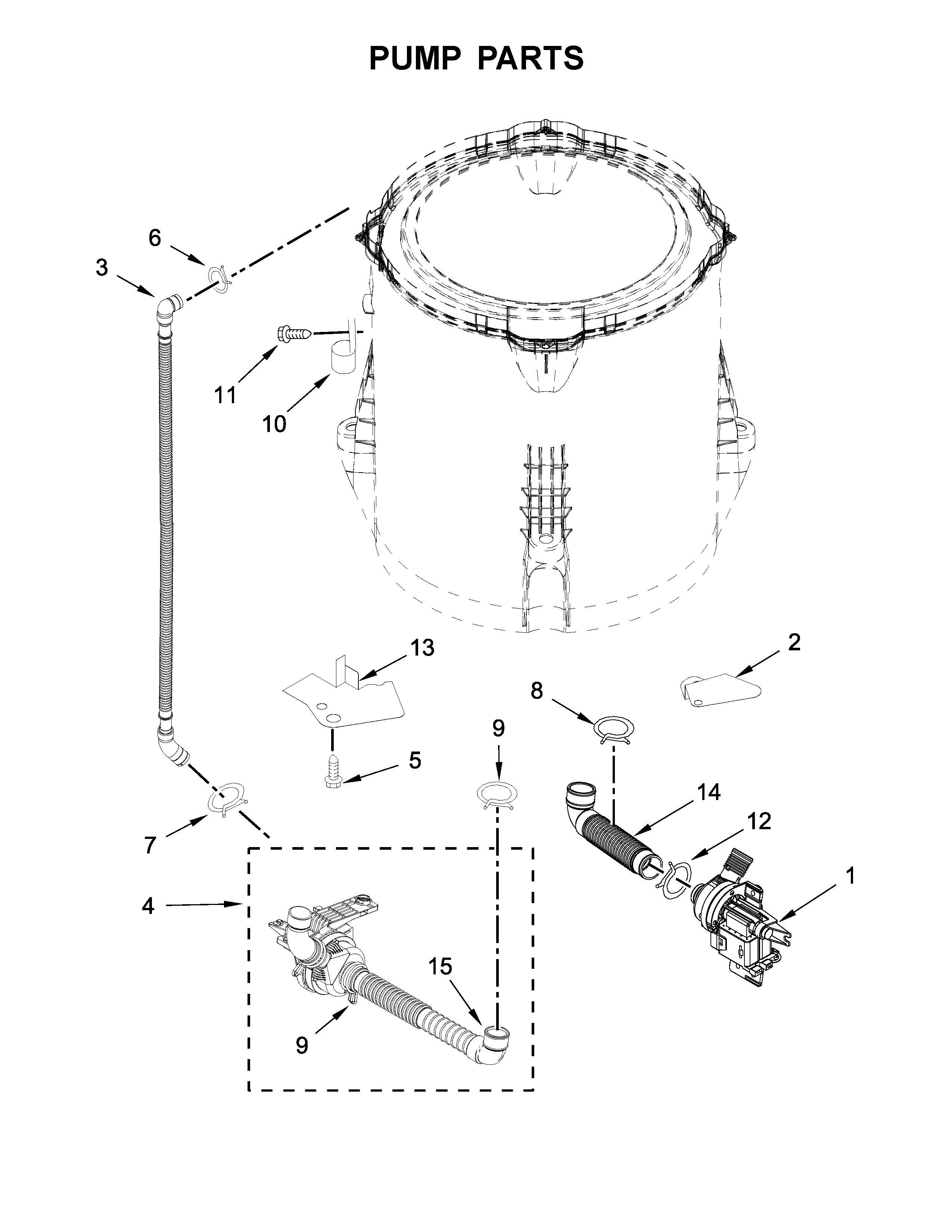Whirlpool 7MWTW8500EC0 pump parts diagram