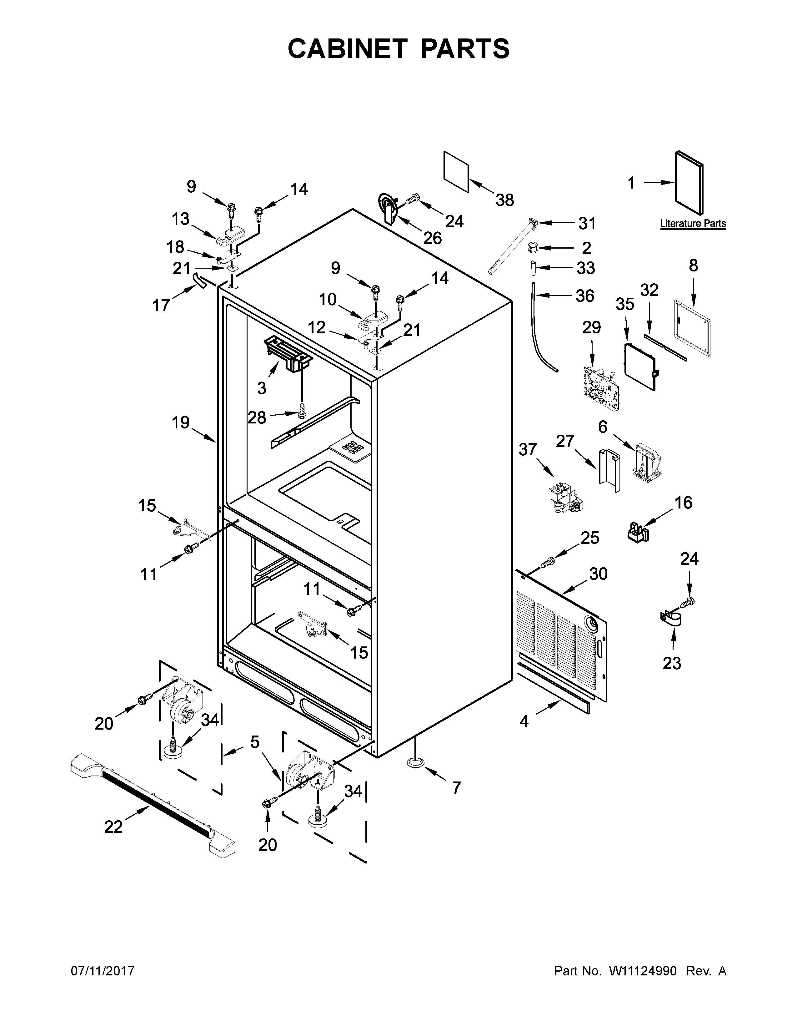 Whirlpool WRF540CWHV00 cabinet parts diagram