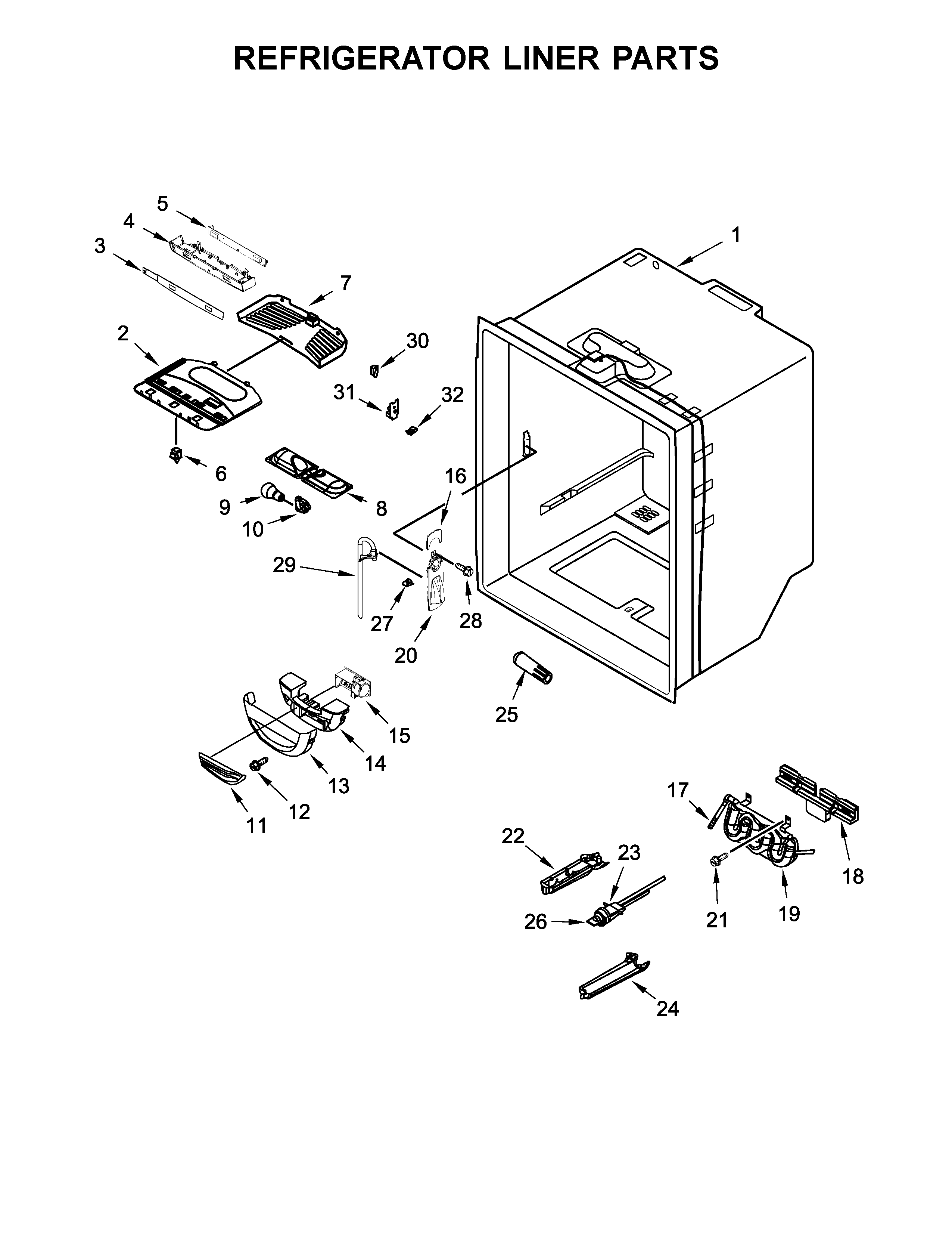 Whirlpool WRF540CWHV00 refrigerator liner parts diagram