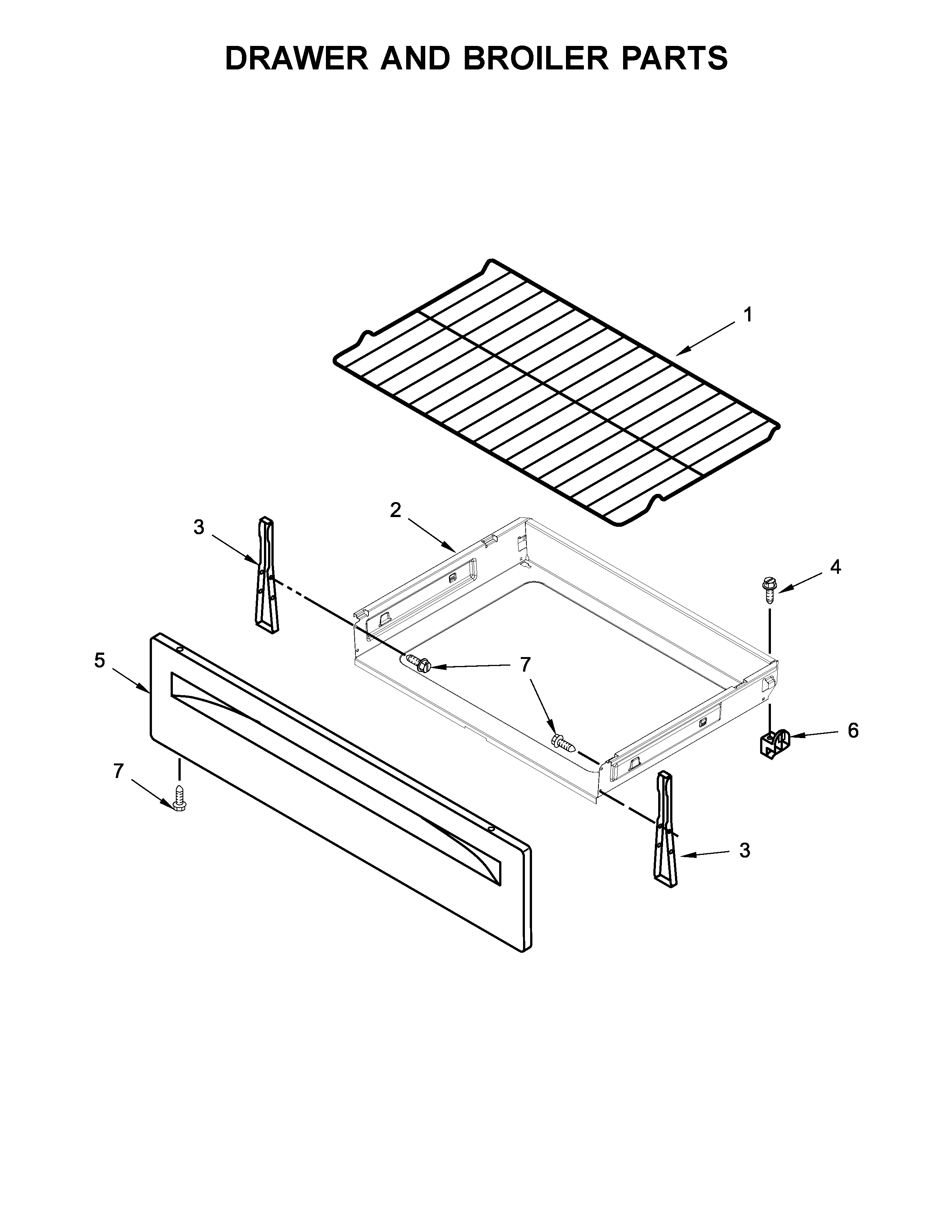Whirlpool YWFE520S0FS1 drawer and broiler parts diagram