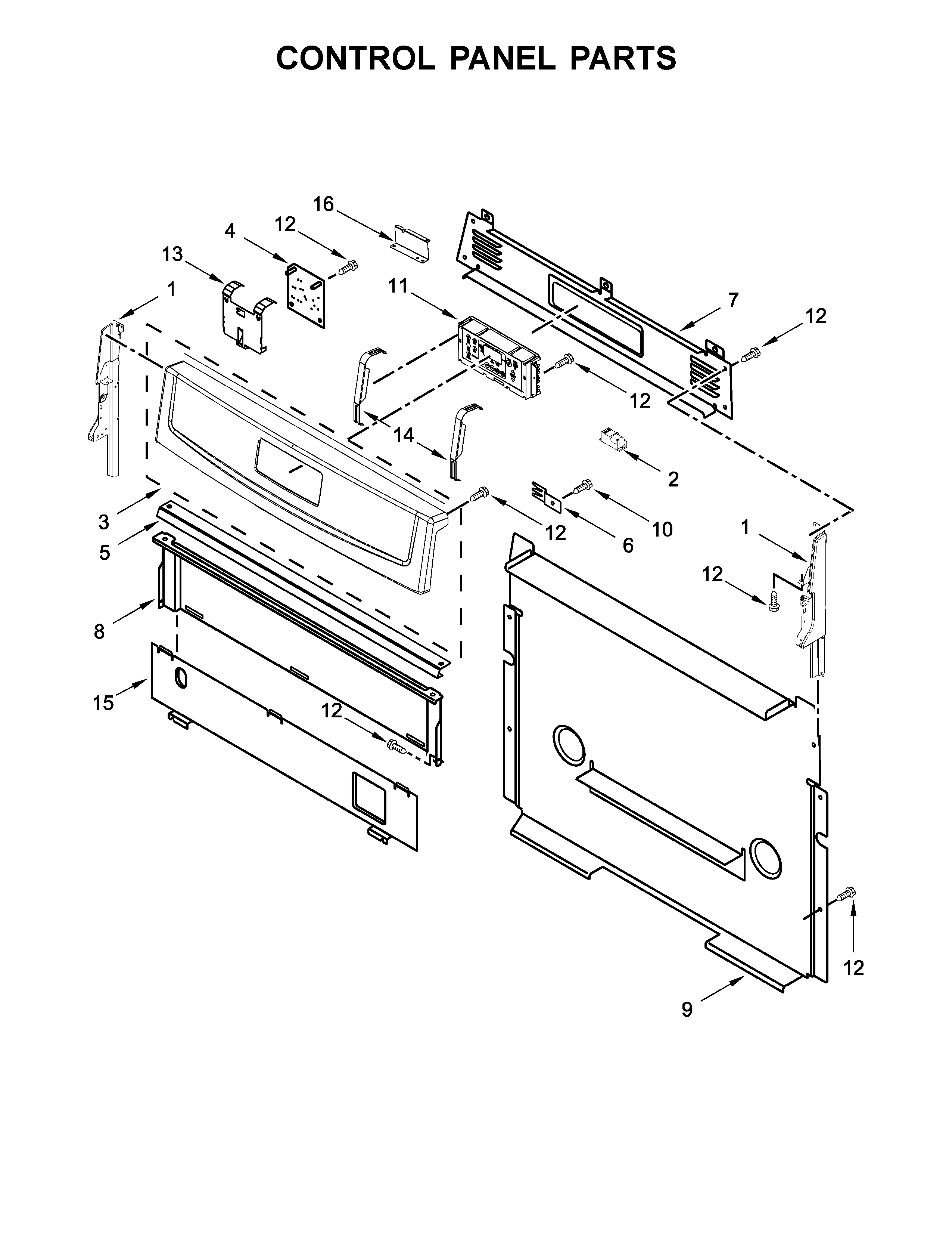 Amana AGR6603SFB0 control panel parts diagram
