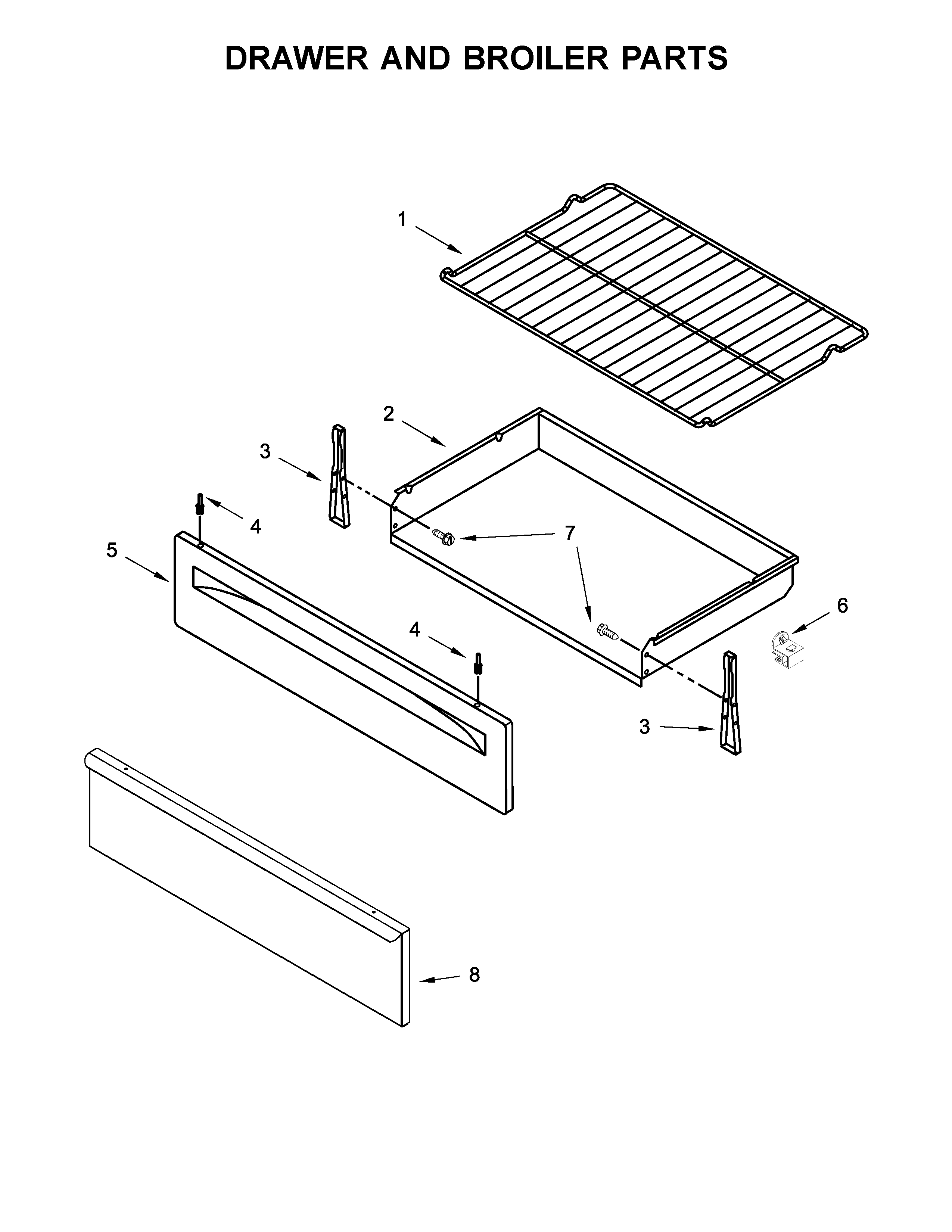 Amana AGR6603SFB0 drawer and broiler parts diagram