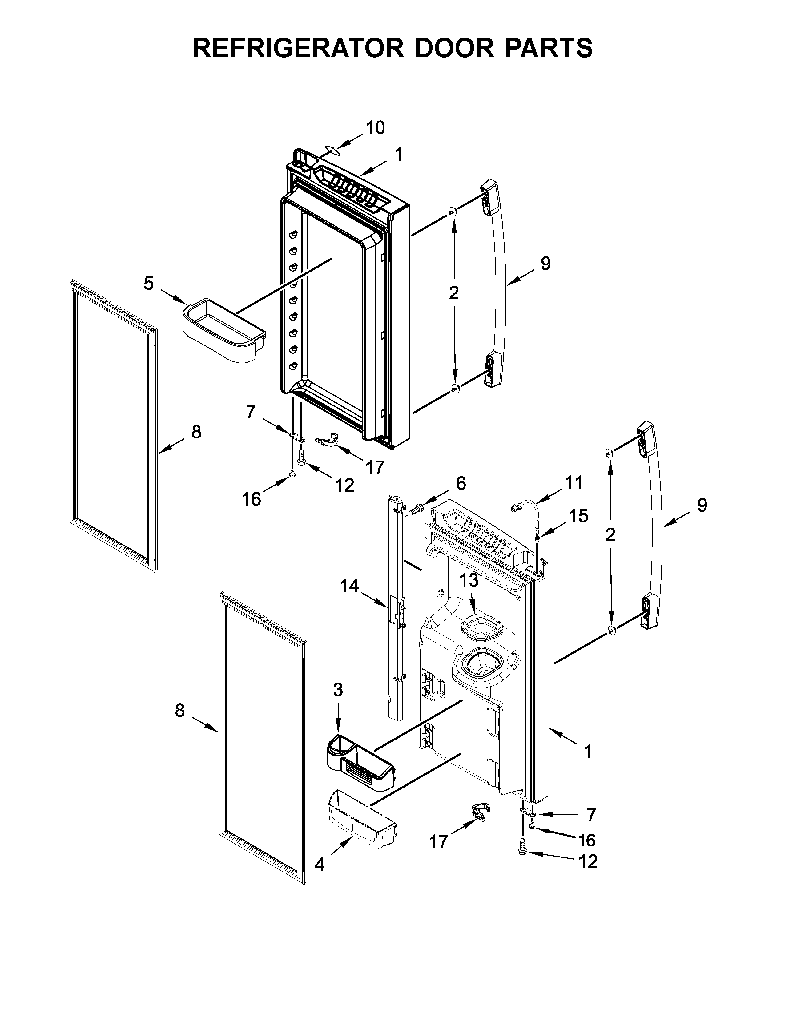 Amana AFI2539ERM03 refrigerator door parts diagram
