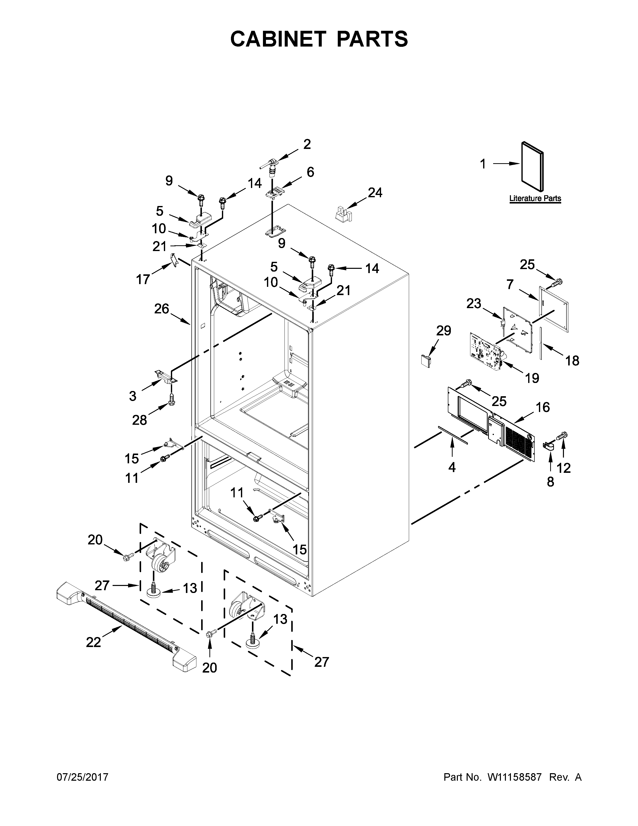 Amana AFI2539ERW02 cabinet parts diagram