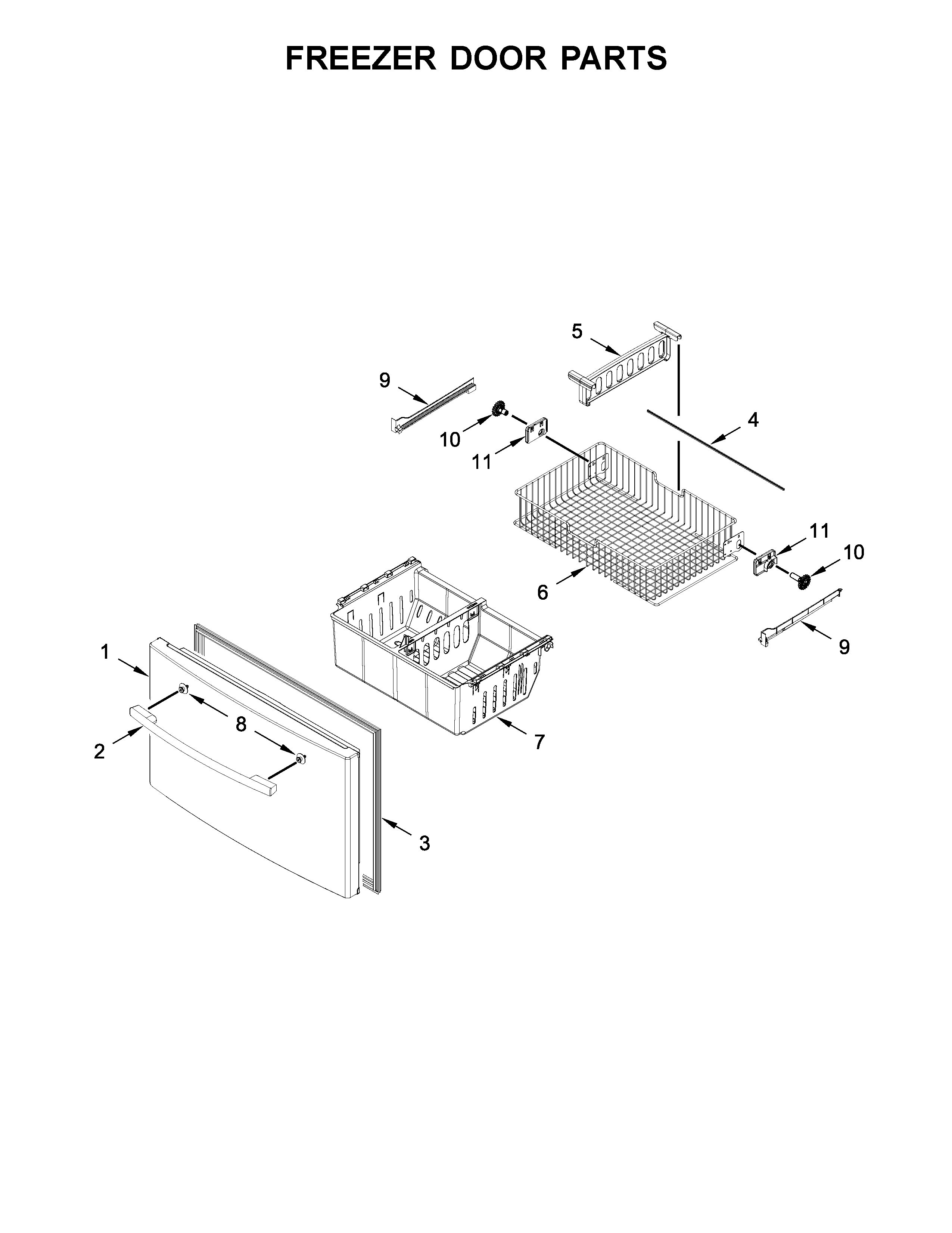 Amana AFI2539ERW02 freezer door parts diagram