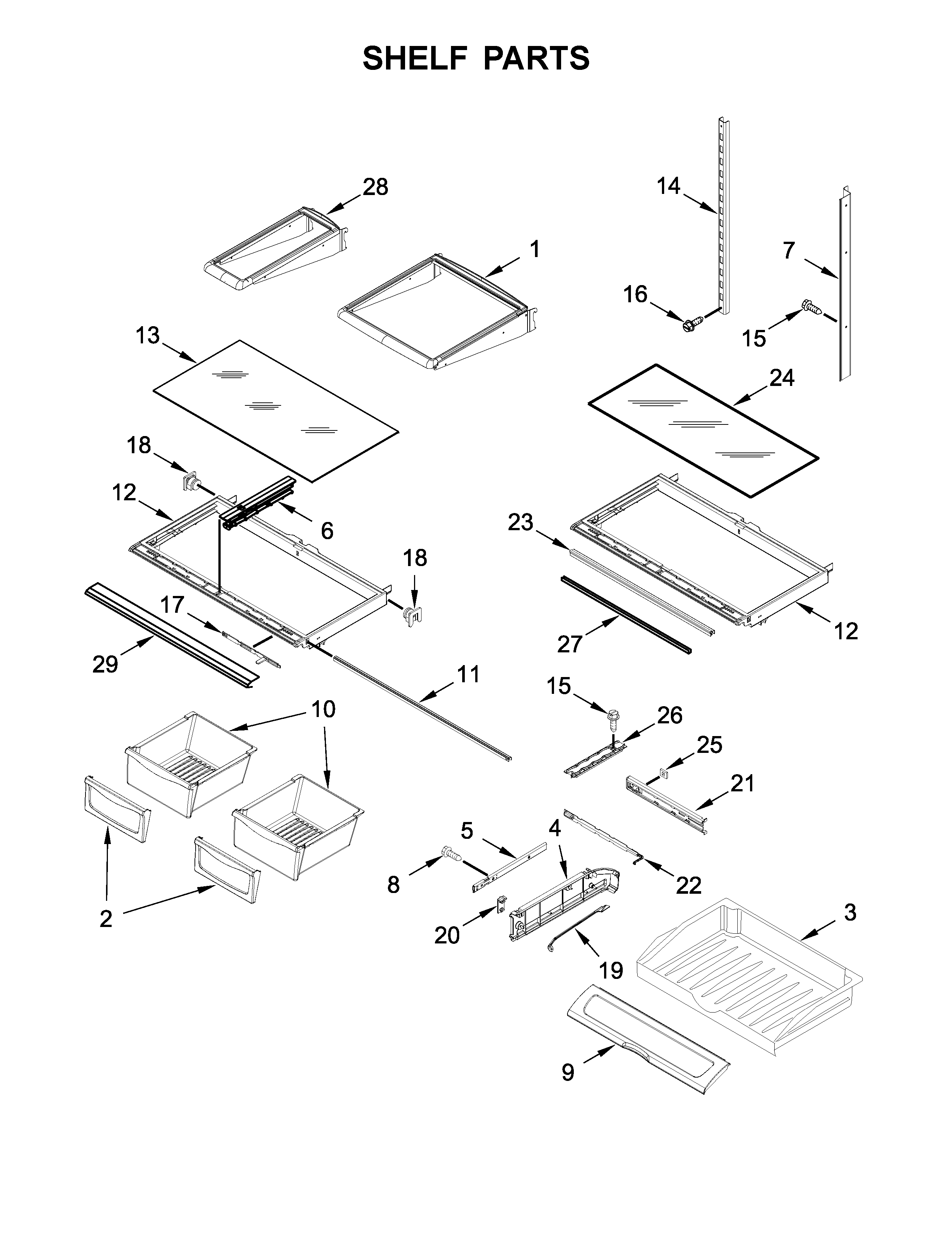 Amana AFI2539ERW02 shelf parts diagram
