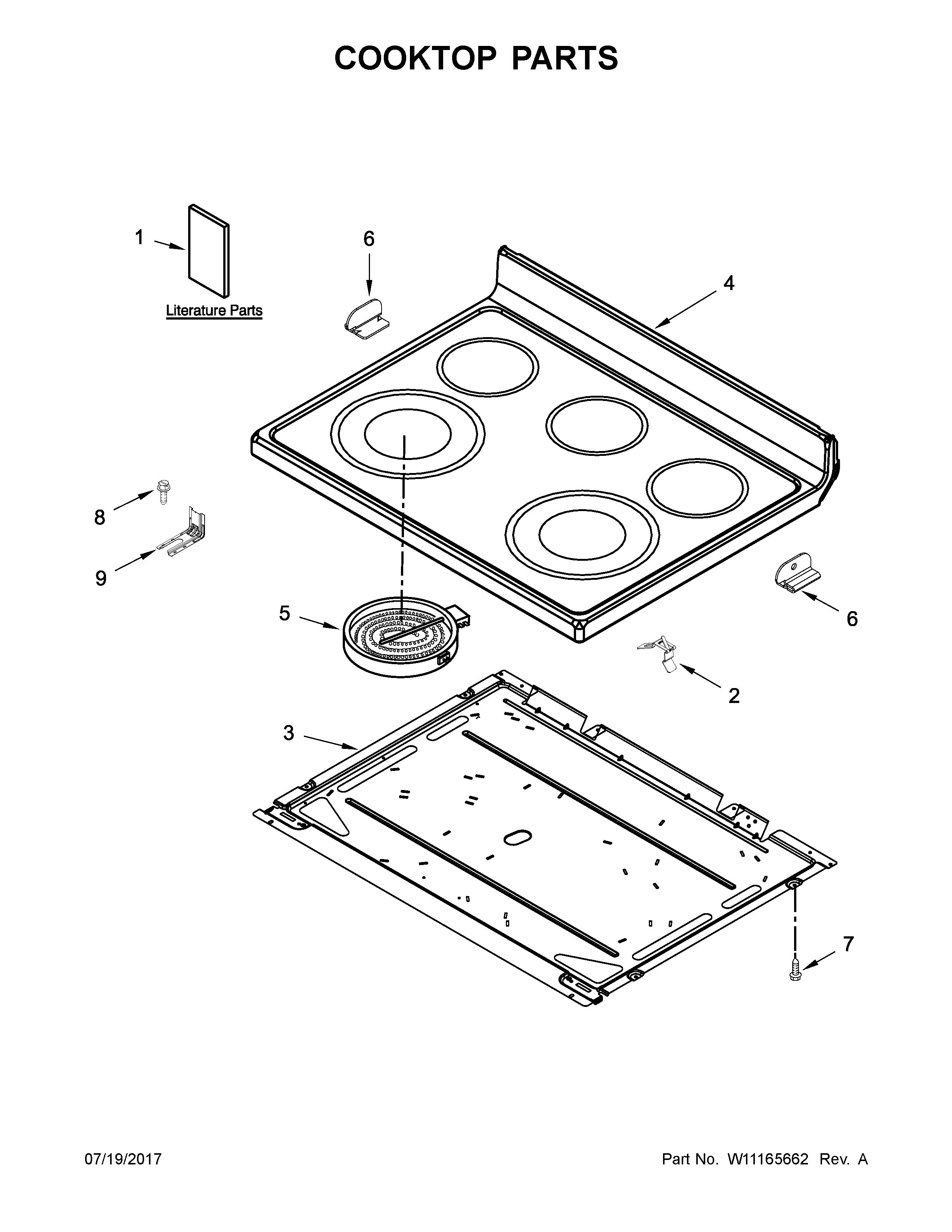 Amana 4KAER7685EW1 cooktop parts diagram