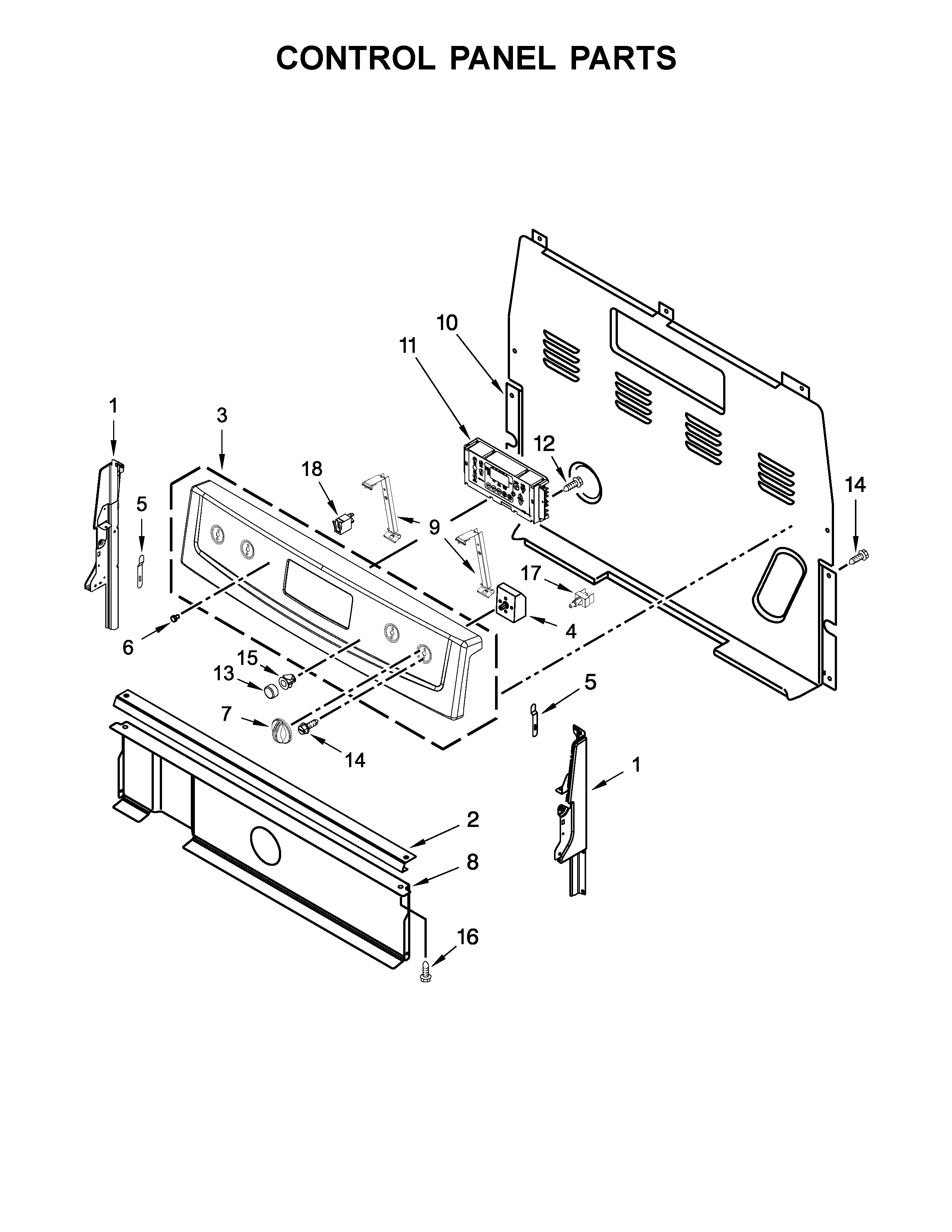Amana 4KAER7685EW1 control panel parts diagram