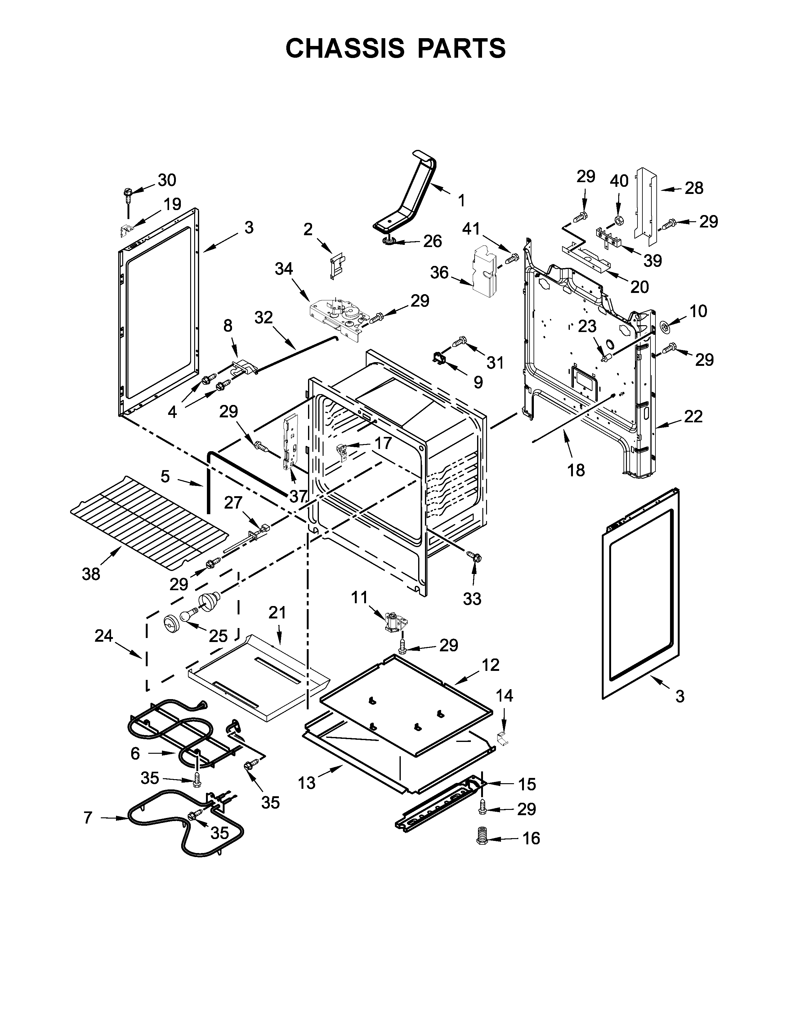 Amana 4KAER7685EW1 chassis parts diagram