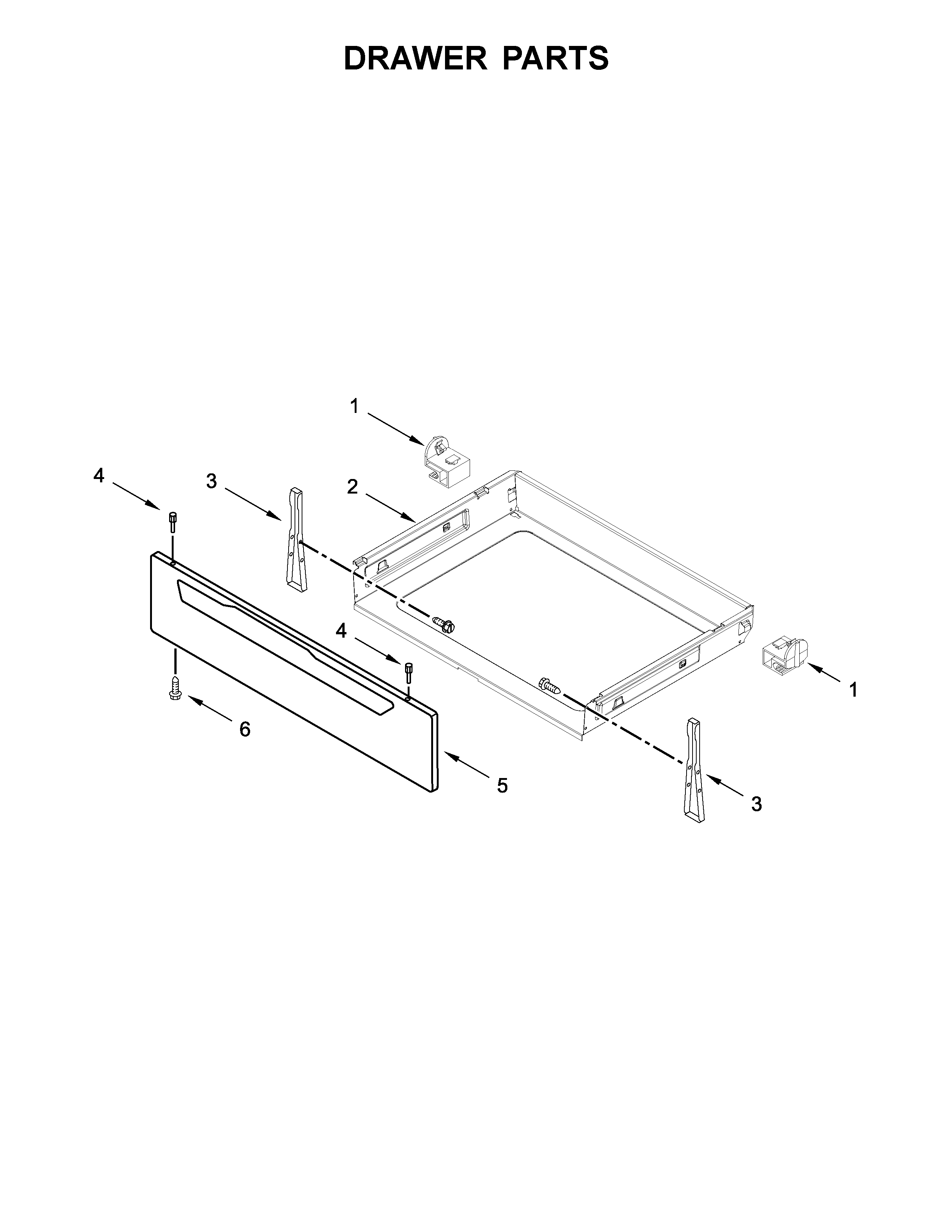 Amana 4KAER7685EW1 drawer parts diagram